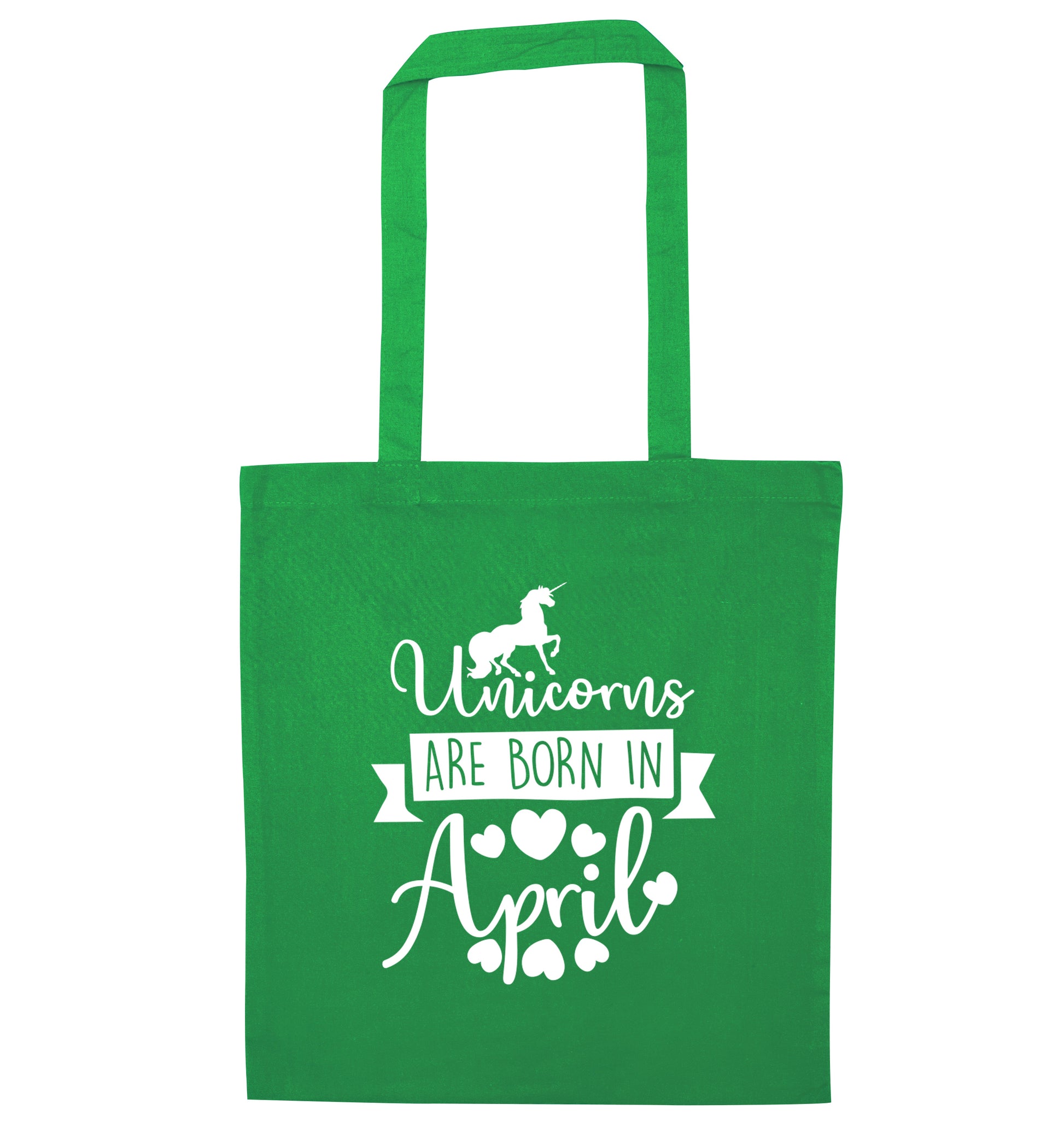 Unicorns are born in April green tote bag