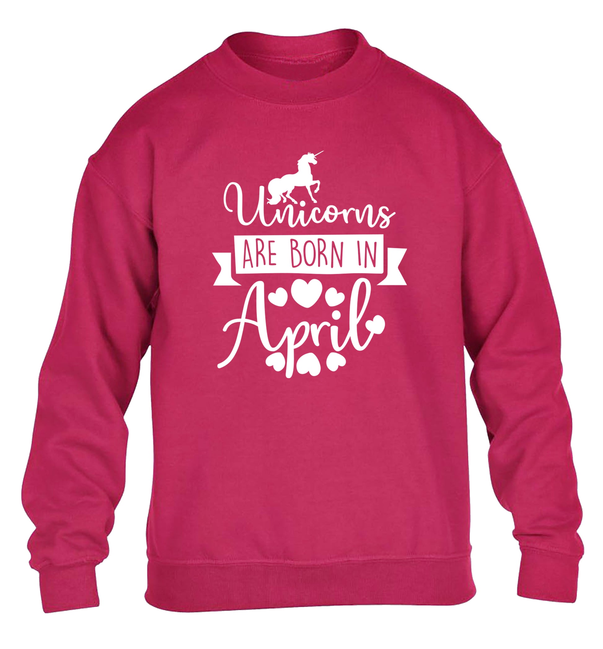 Unicorns are born in April children's pink sweater 12-13 Years