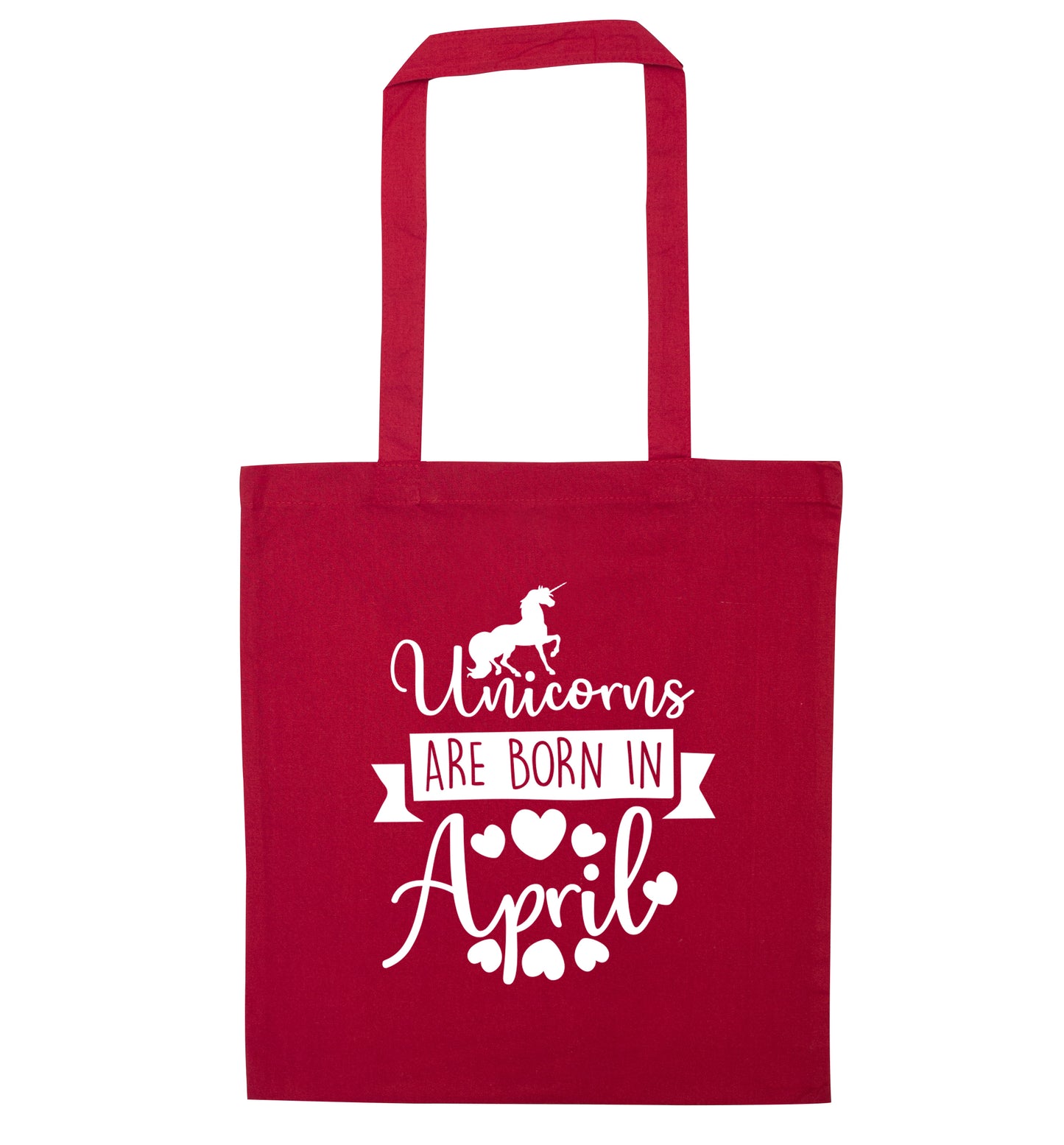 Unicorns are born in April red tote bag