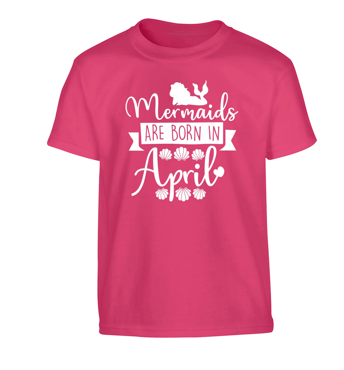 Mermaids are born in April Children's pink Tshirt 12-13 Years