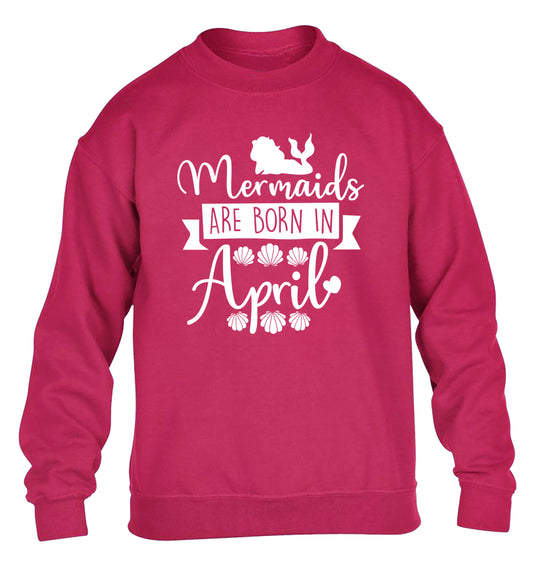 Mermaids are born in April children's pink sweater 12-13 Years