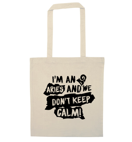 I'm an aries and we don't keep calm natural tote bag