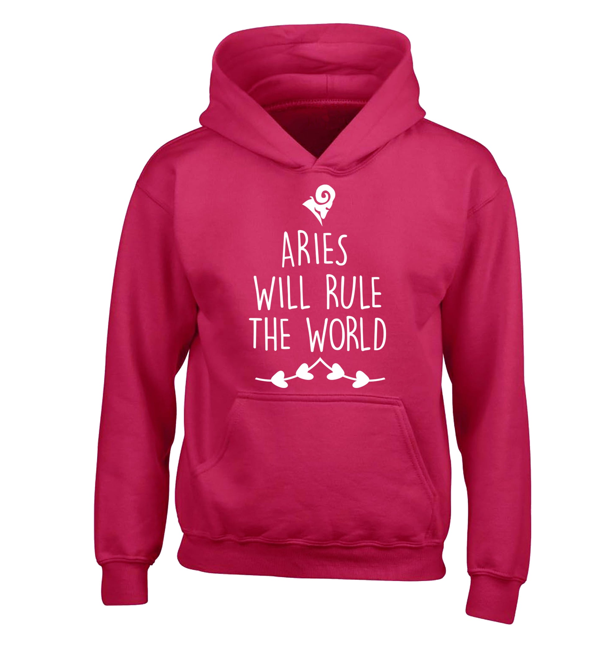 Aries will rule the world children's pink hoodie 12-13 Years