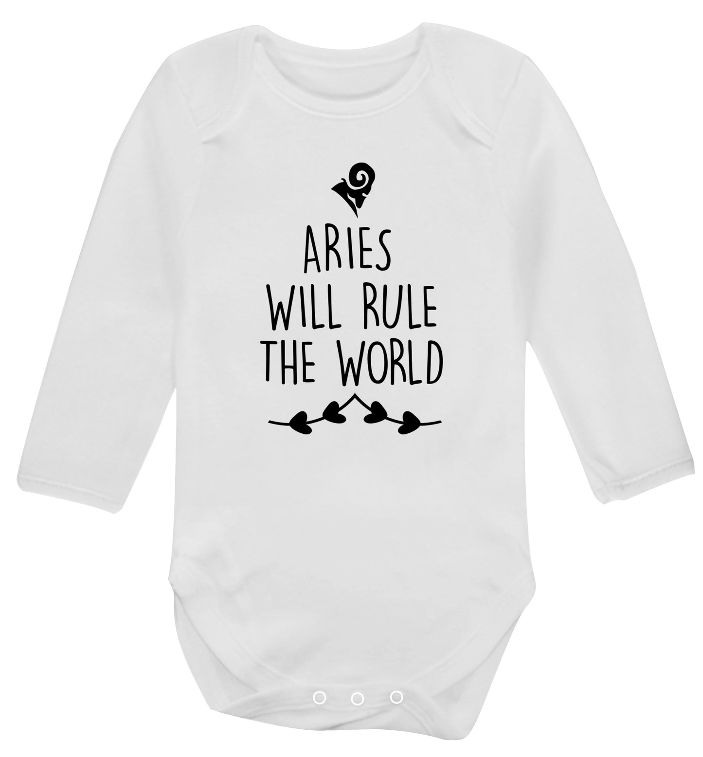 Aries will rule the world Baby Vest long sleeved white 6-12 months