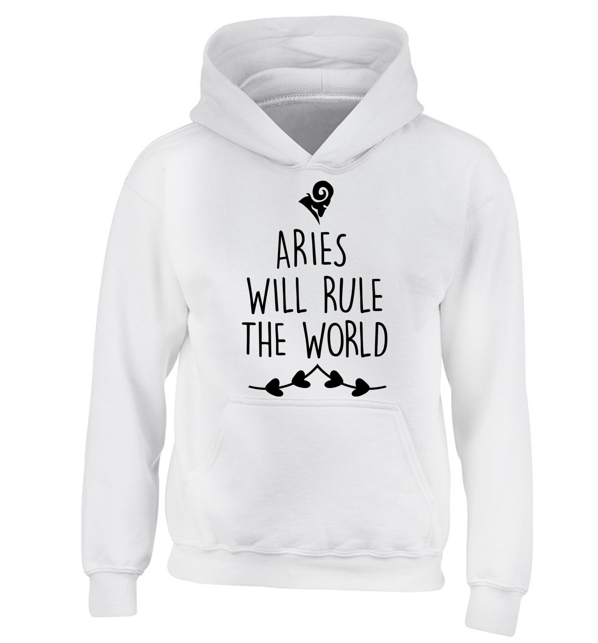 Aries will rule the world children's white hoodie 12-13 Years