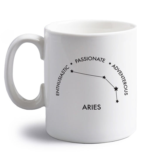 Aries enthusiastic | passionate | adventerous right handed white ceramic mug 