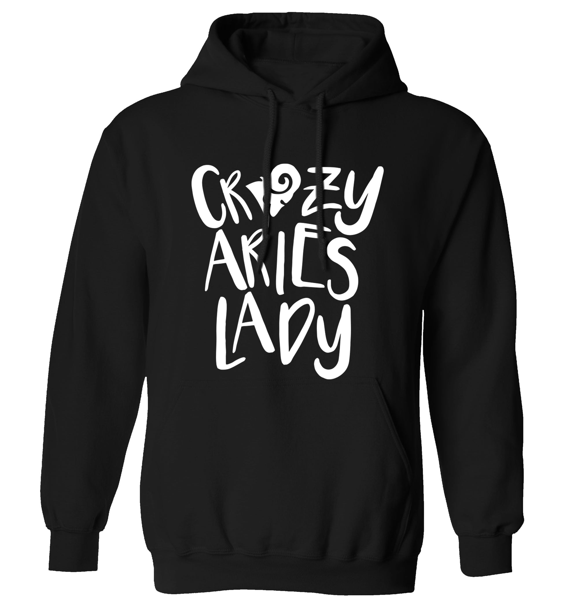 Crazy aries lady adults unisex black hoodie 2XL