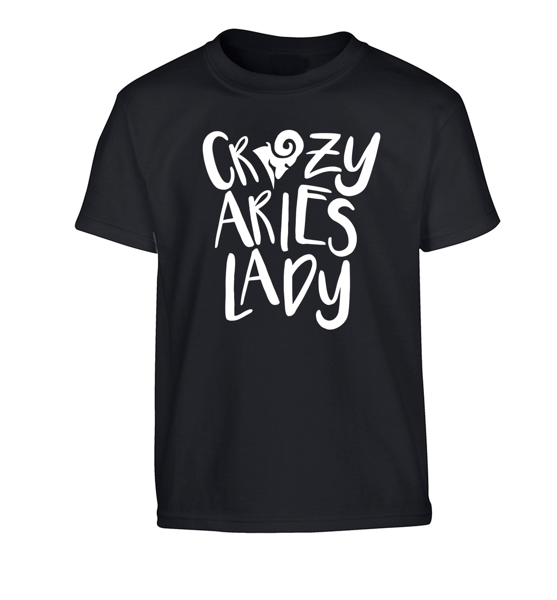 Crazy aries lady Children's black Tshirt 12-13 Years