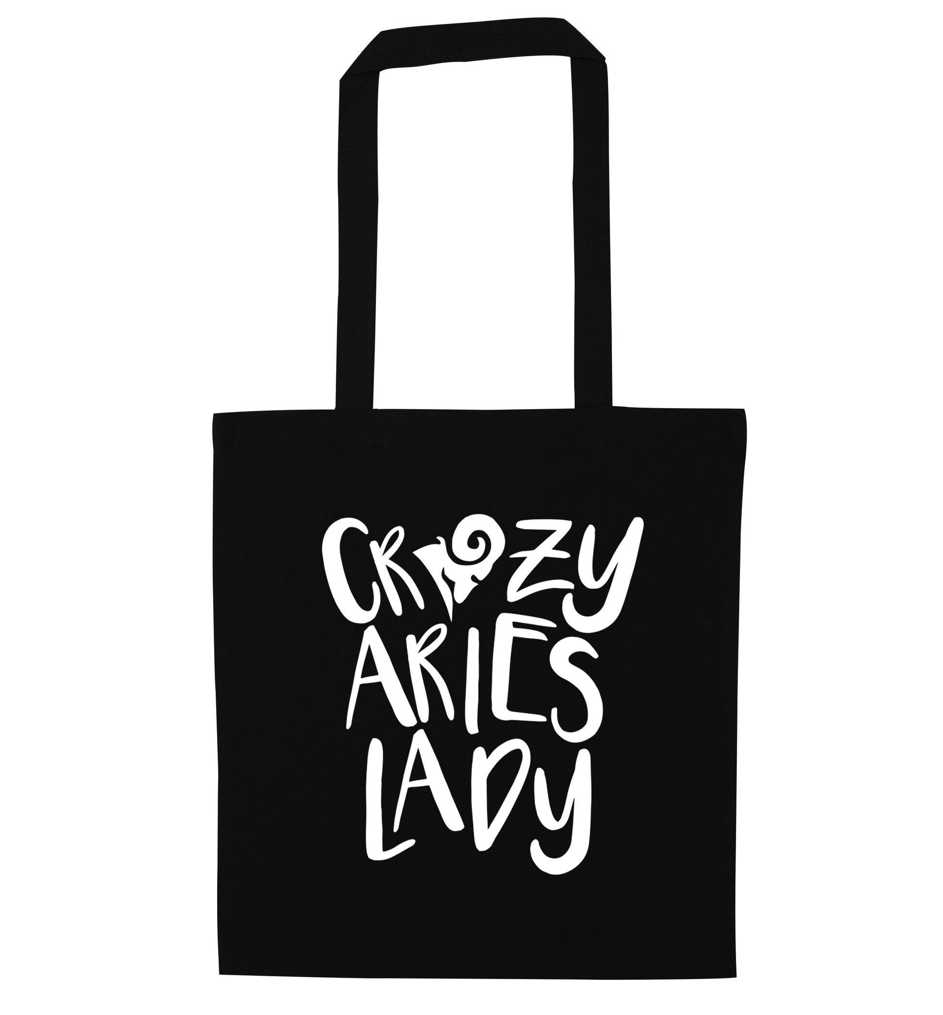 Crazy aries lady black tote bag