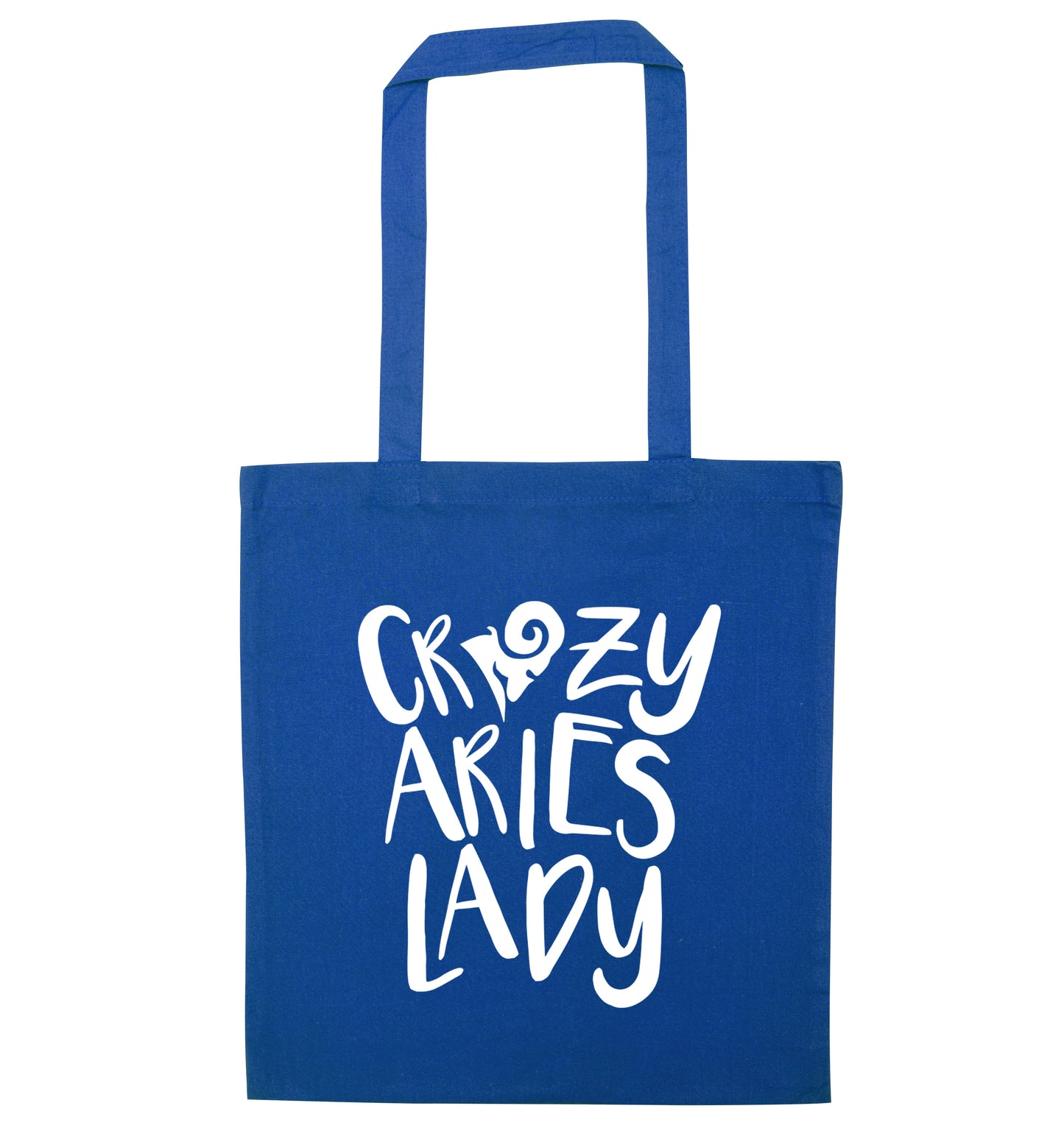 Crazy aries lady blue tote bag