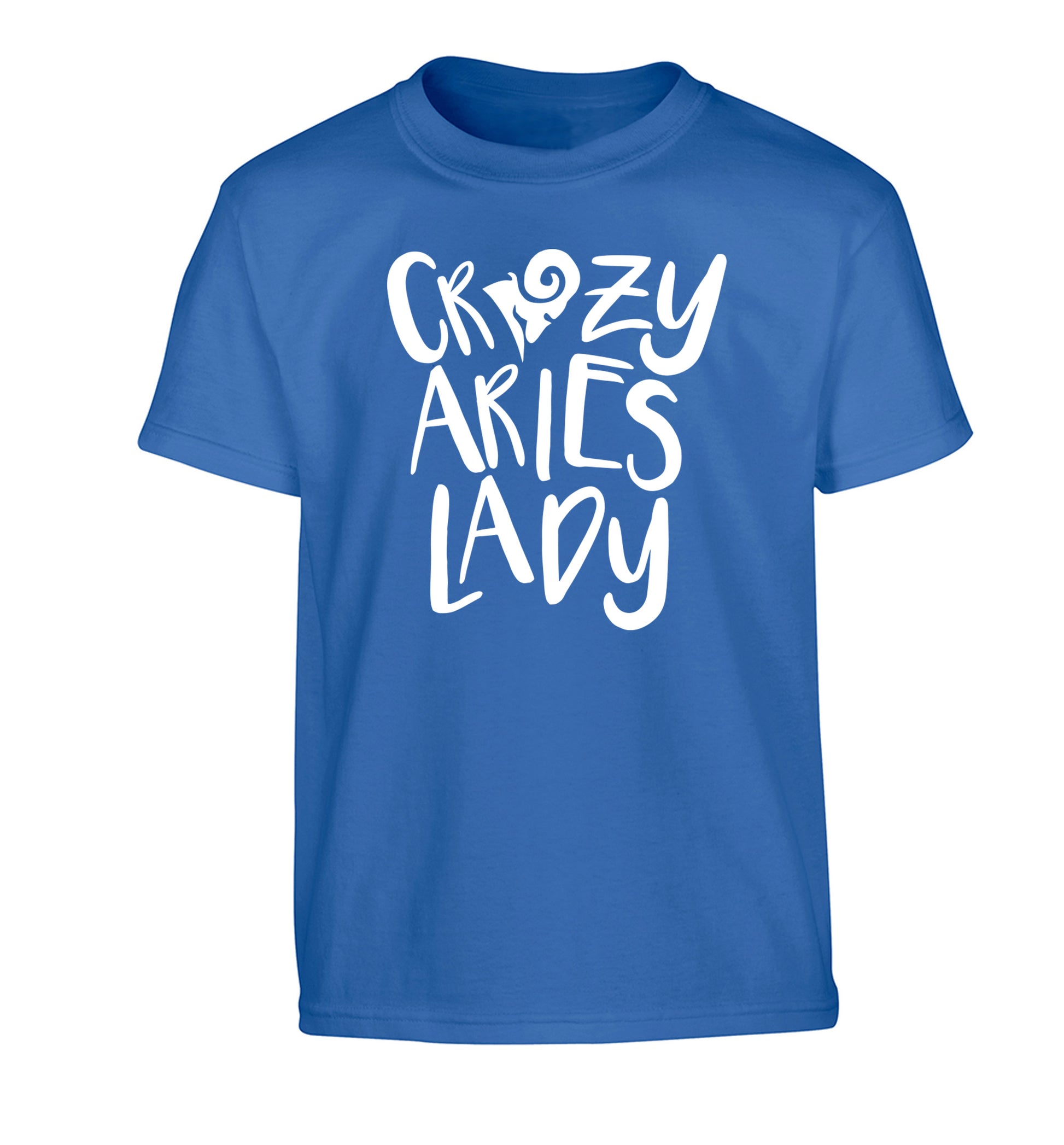 Crazy aries lady Children's blue Tshirt 12-13 Years