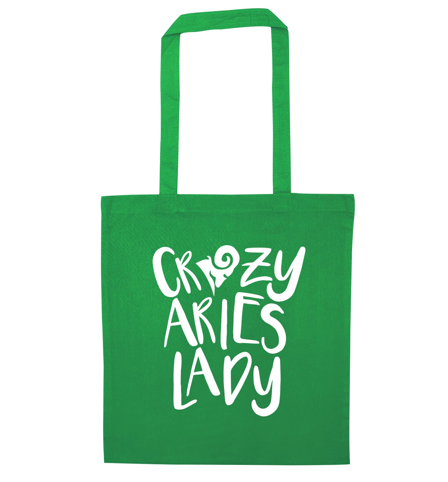 Crazy aries lady green tote bag