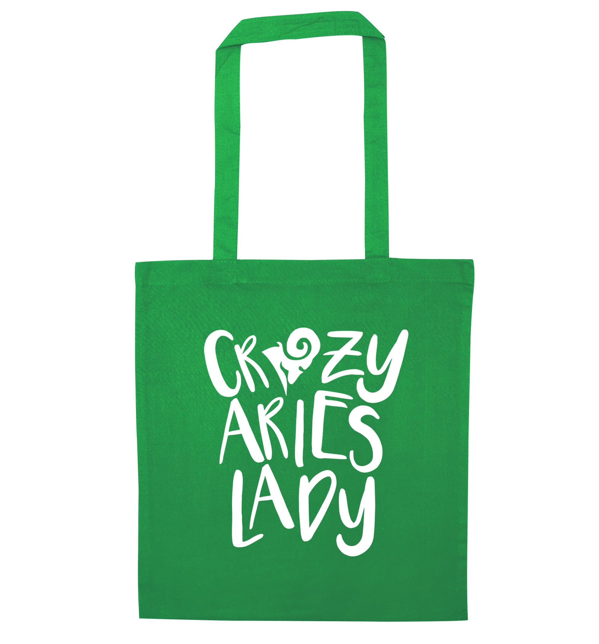 Crazy aries lady green tote bag