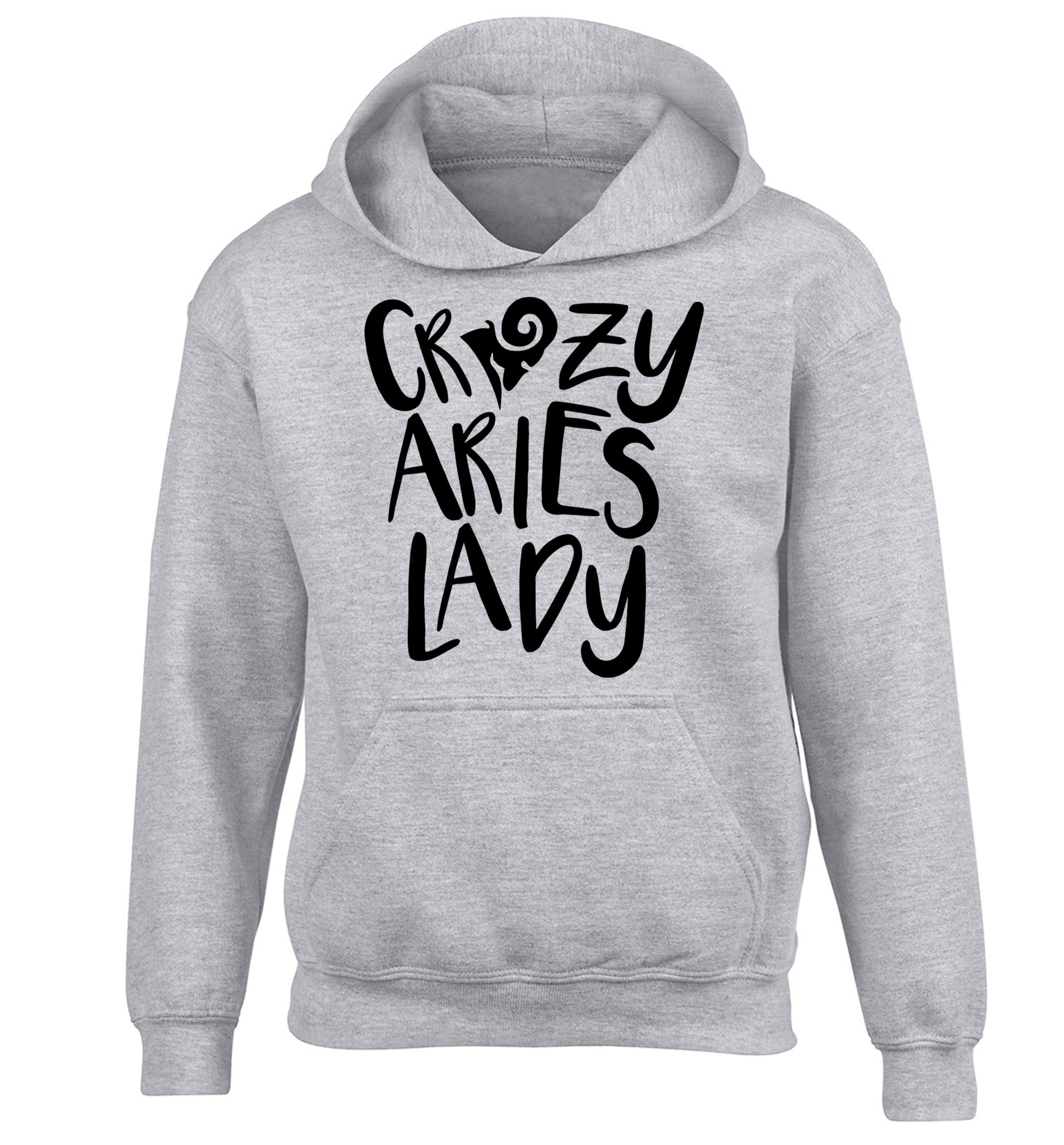 Crazy aries lady children's grey hoodie 12-13 Years