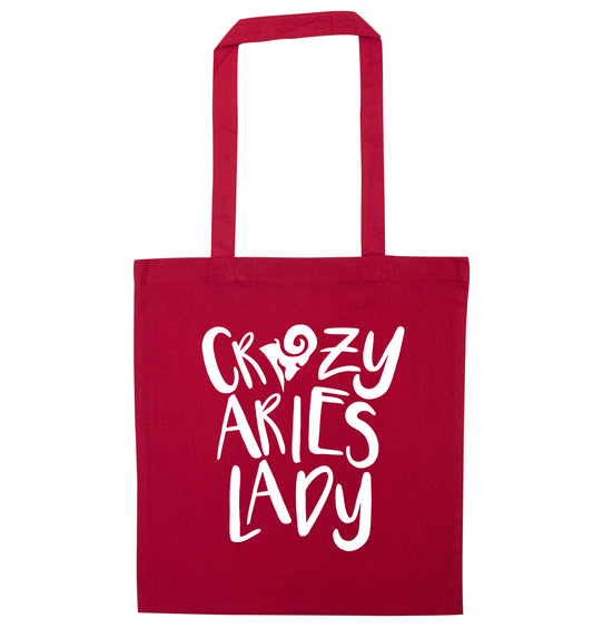 Crazy aries lady red tote bag