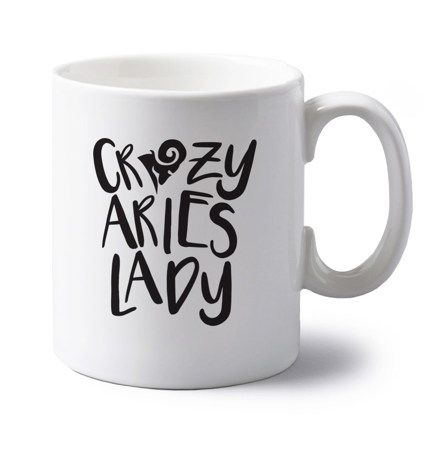 Crazy aries lady left handed white ceramic mug 