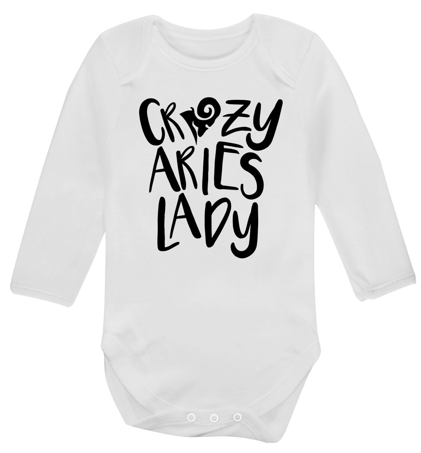 Crazy aries lady Baby Vest long sleeved white 6-12 months