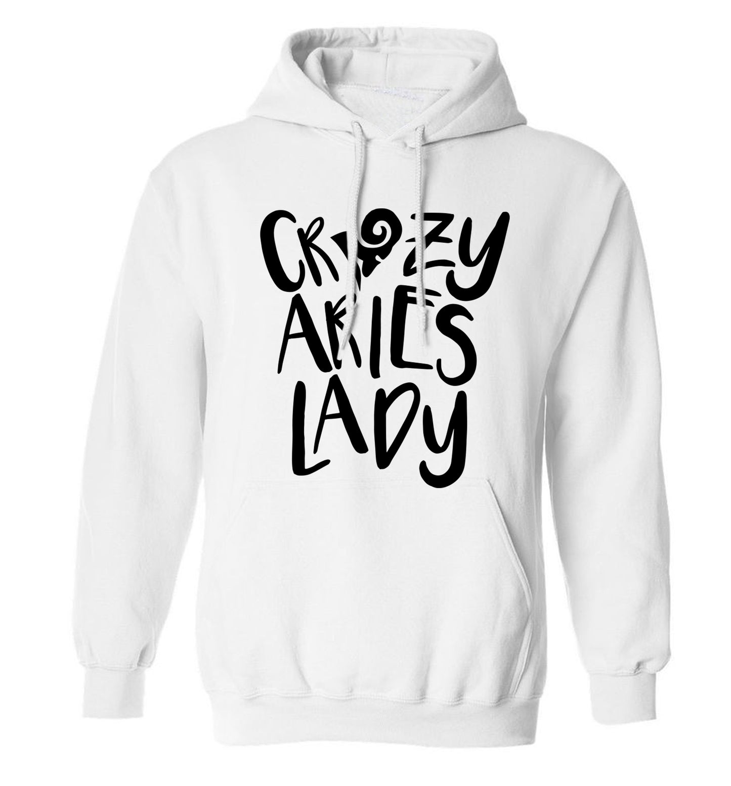 Crazy aries lady adults unisex white hoodie 2XL