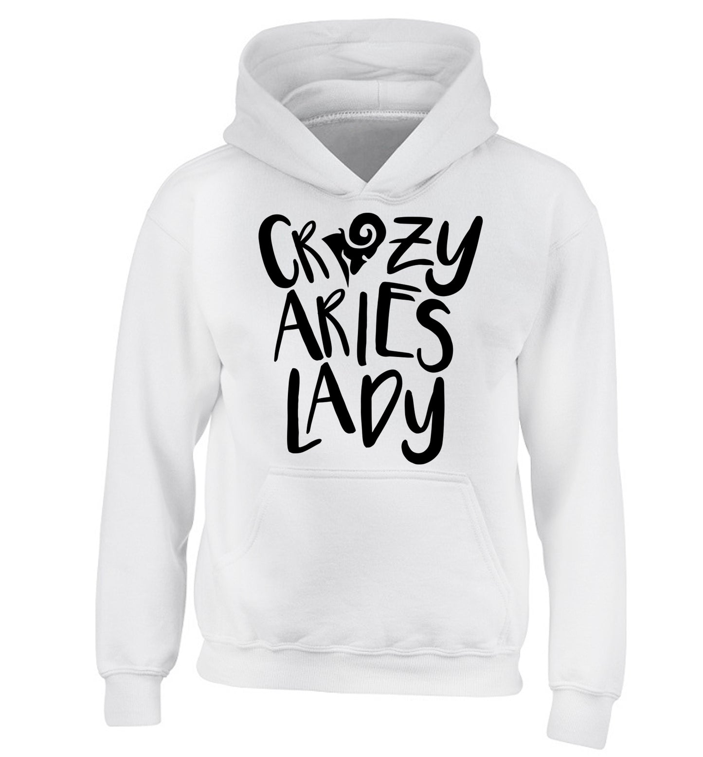 Crazy aries lady children's white hoodie 12-13 Years
