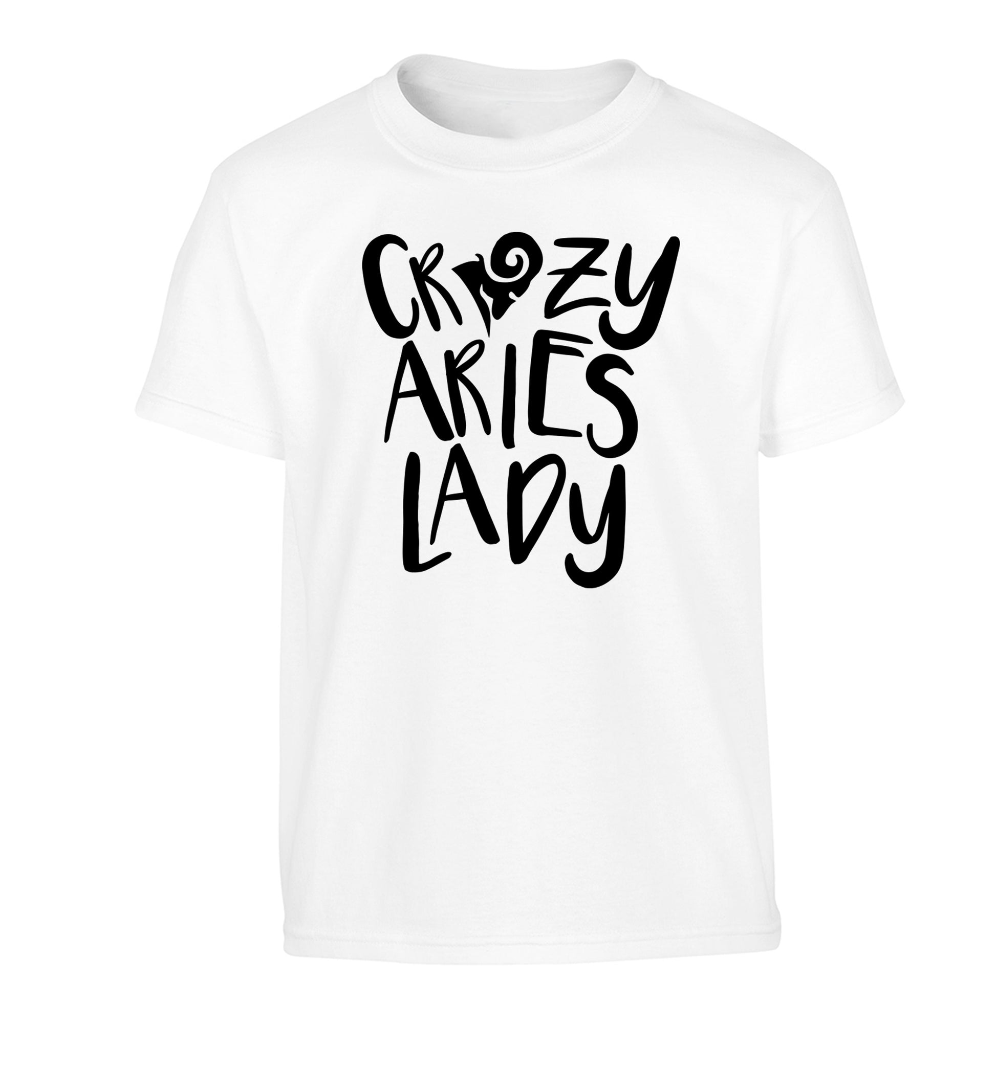 Crazy aries lady Children's white Tshirt 12-13 Years