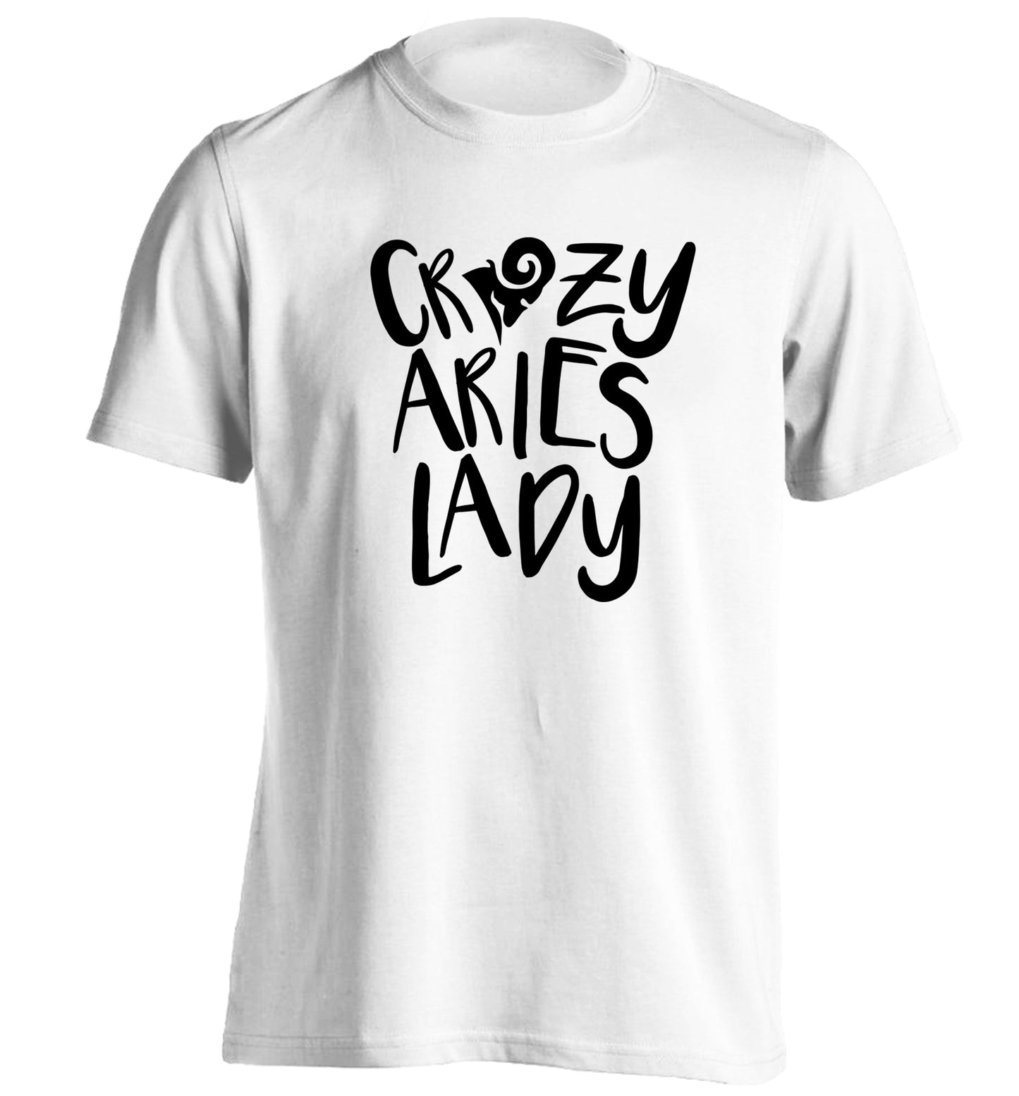 Crazy aries lady adults unisex white Tshirt 2XL