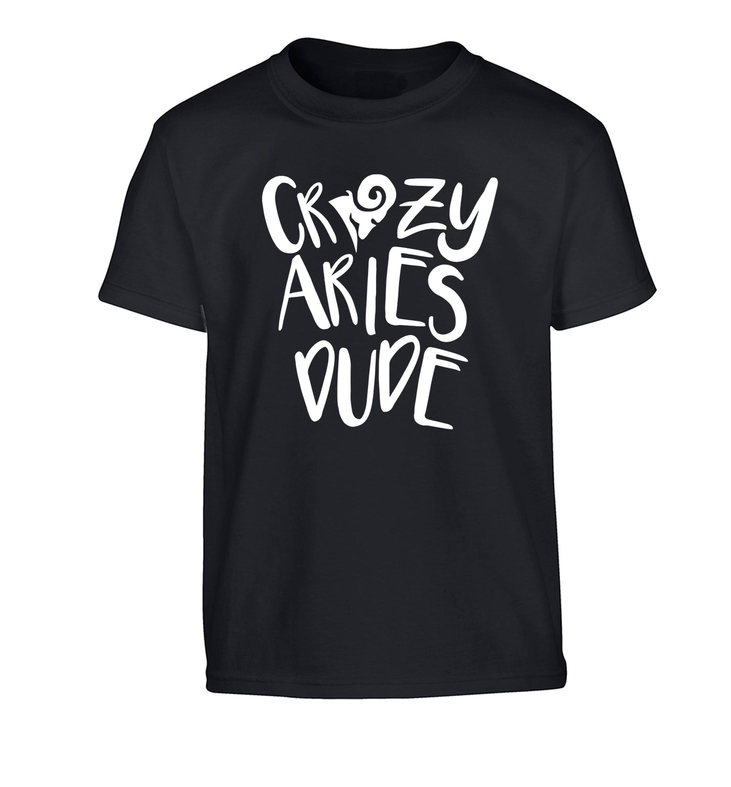 Crazy aries dude Children's black Tshirt 12-13 Years
