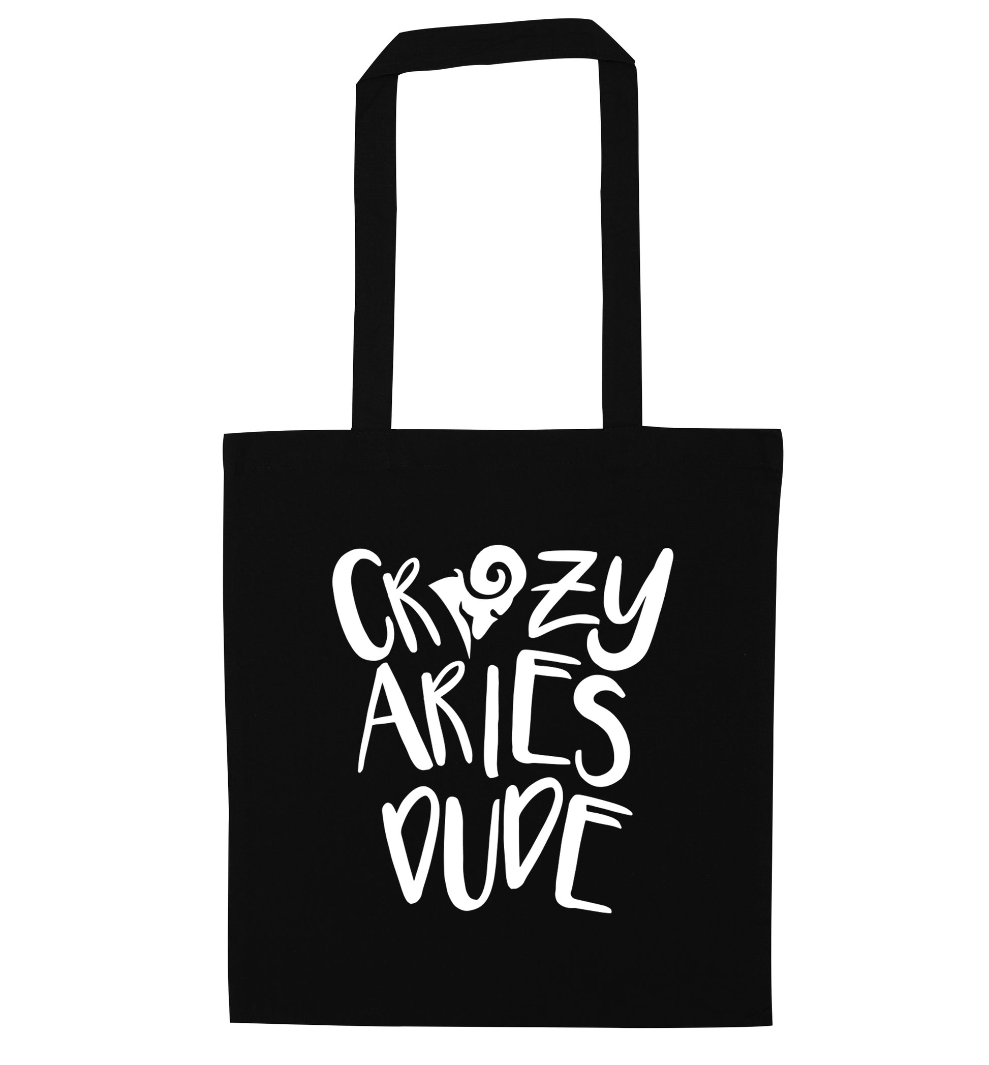 Crazy aries dude black tote bag