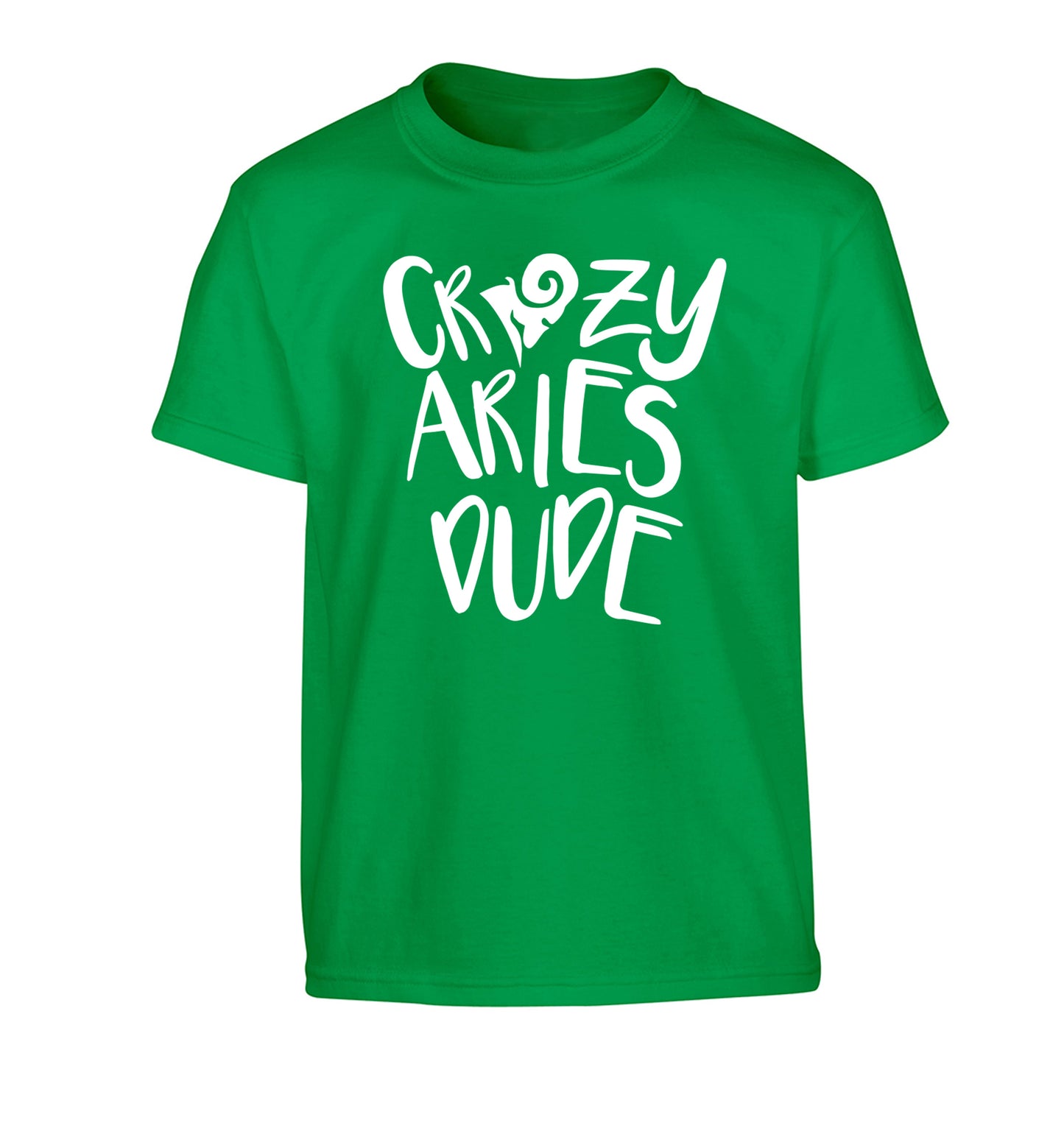 Crazy aries dude Children's green Tshirt 12-13 Years