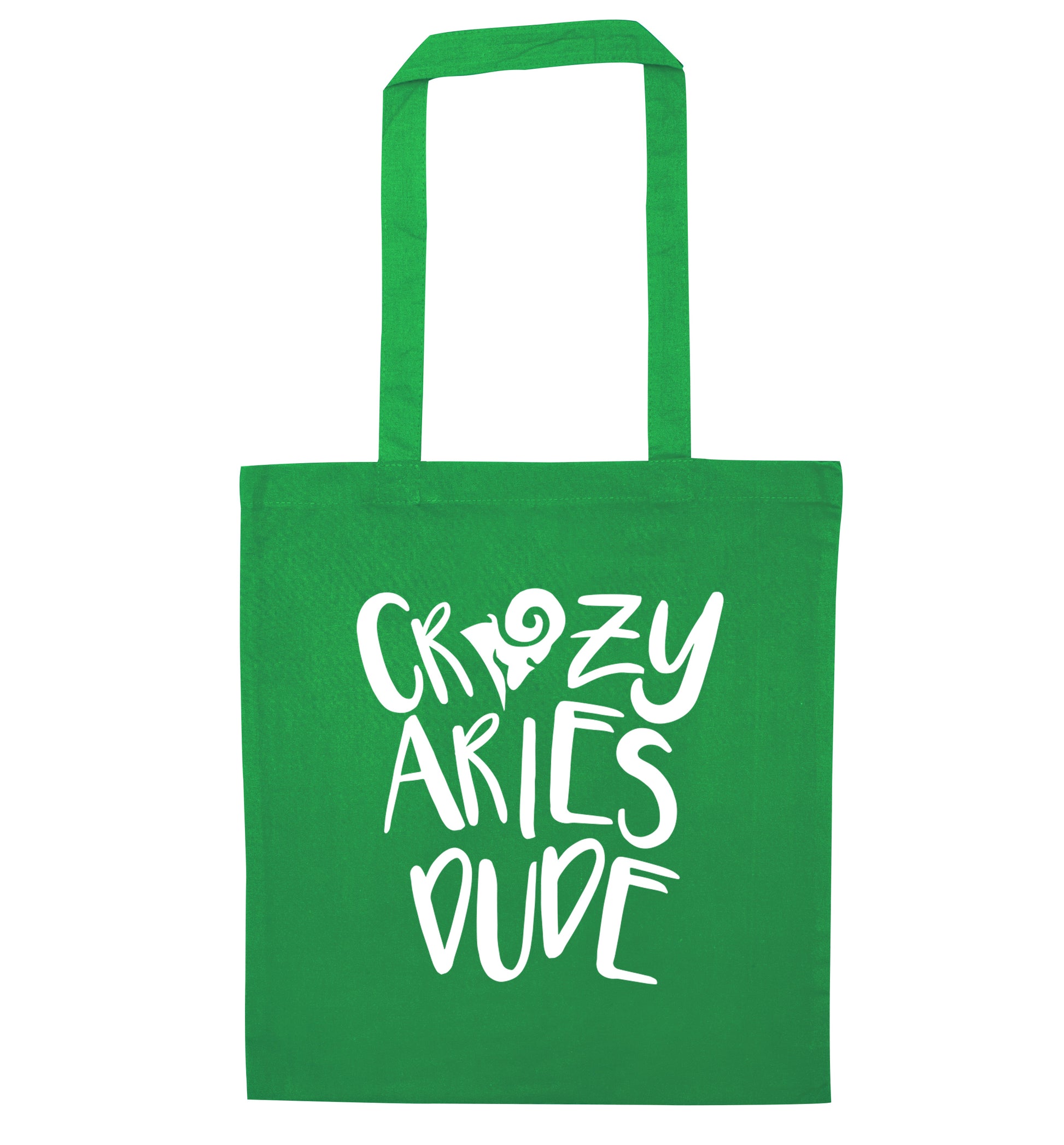 Crazy aries dude green tote bag