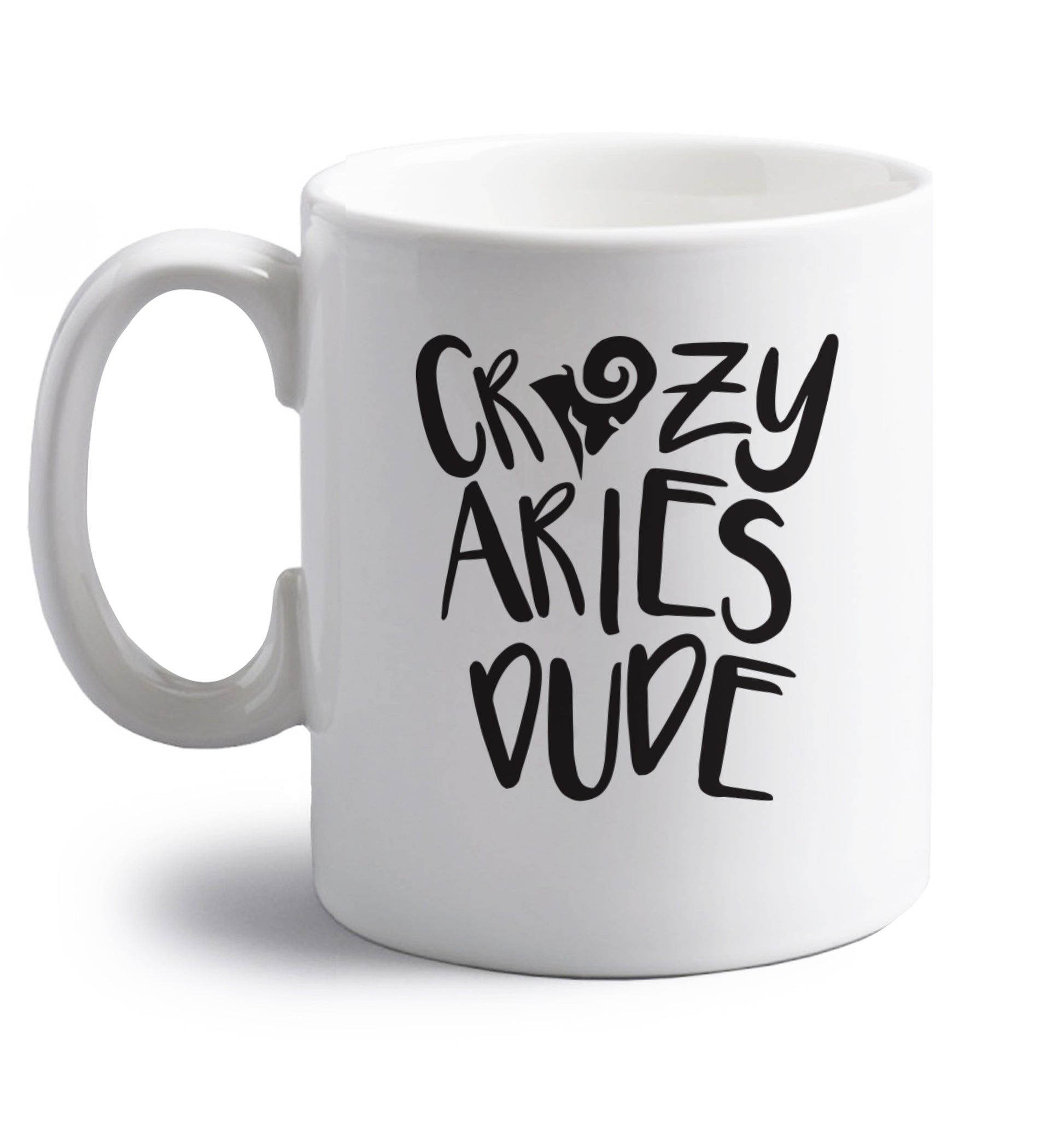 Crazy aries dude right handed white ceramic mug 