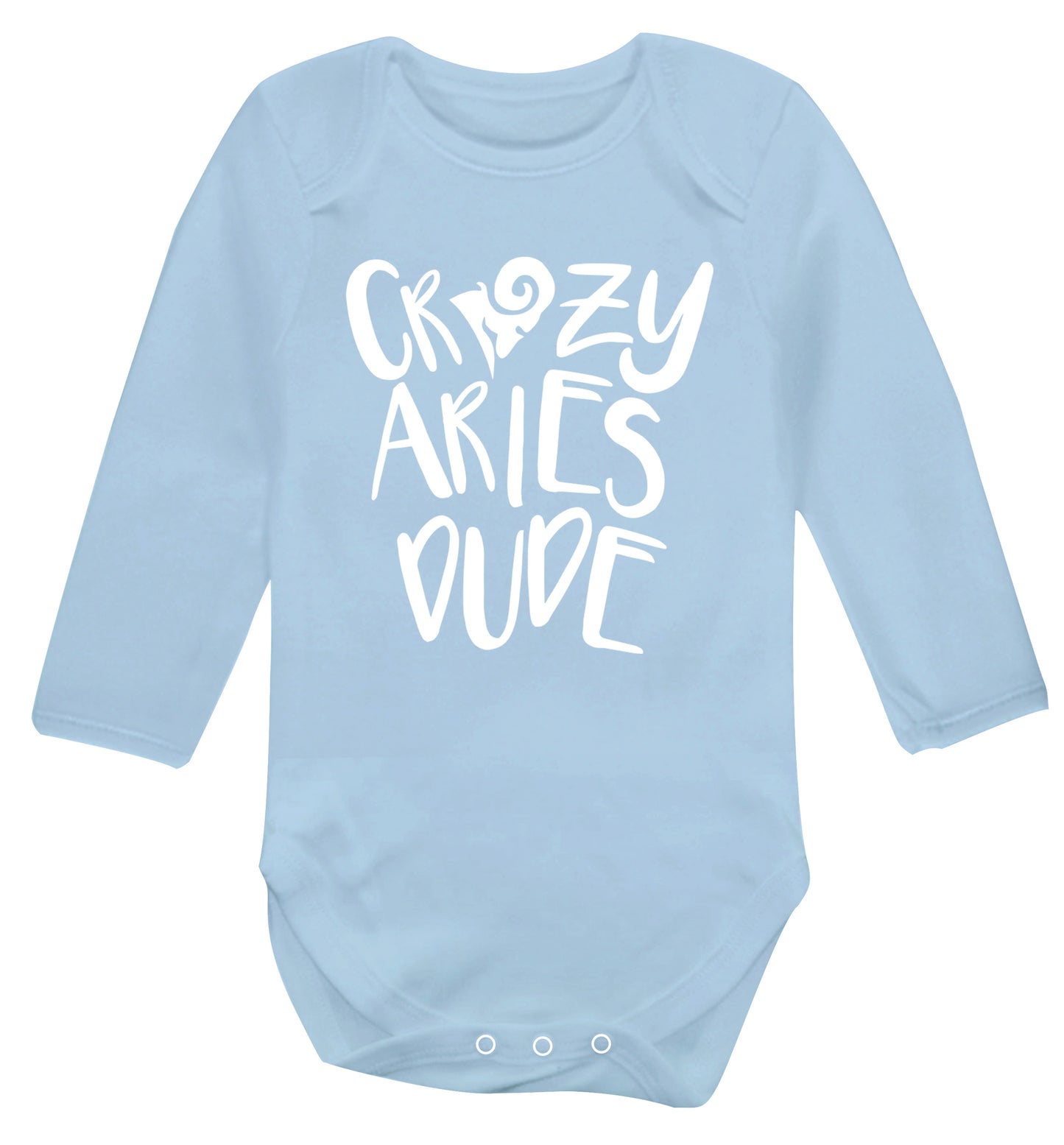 Crazy aries dude Baby Vest long sleeved pale blue 6-12 months