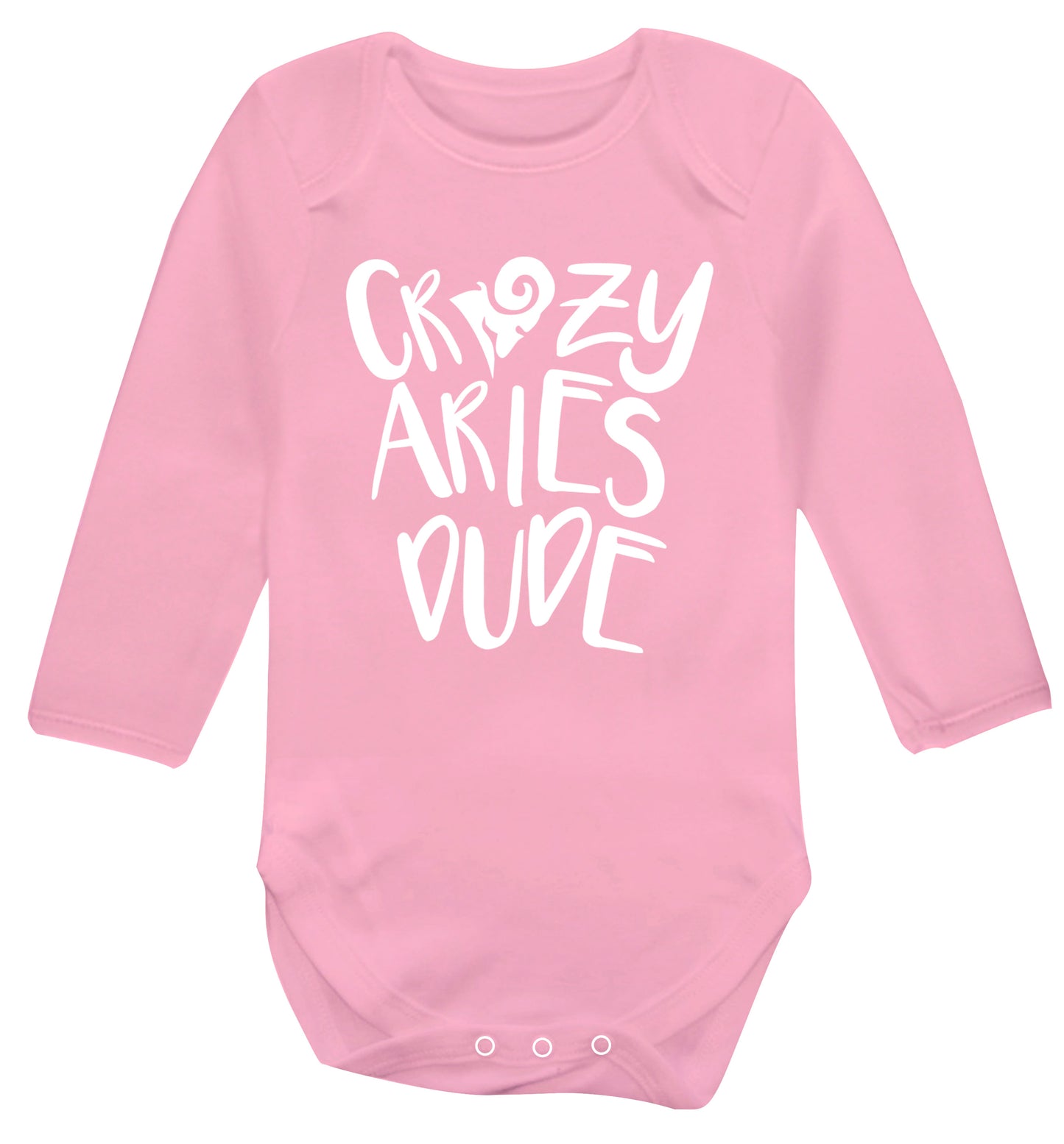 Crazy aries dude Baby Vest long sleeved pale pink 6-12 months