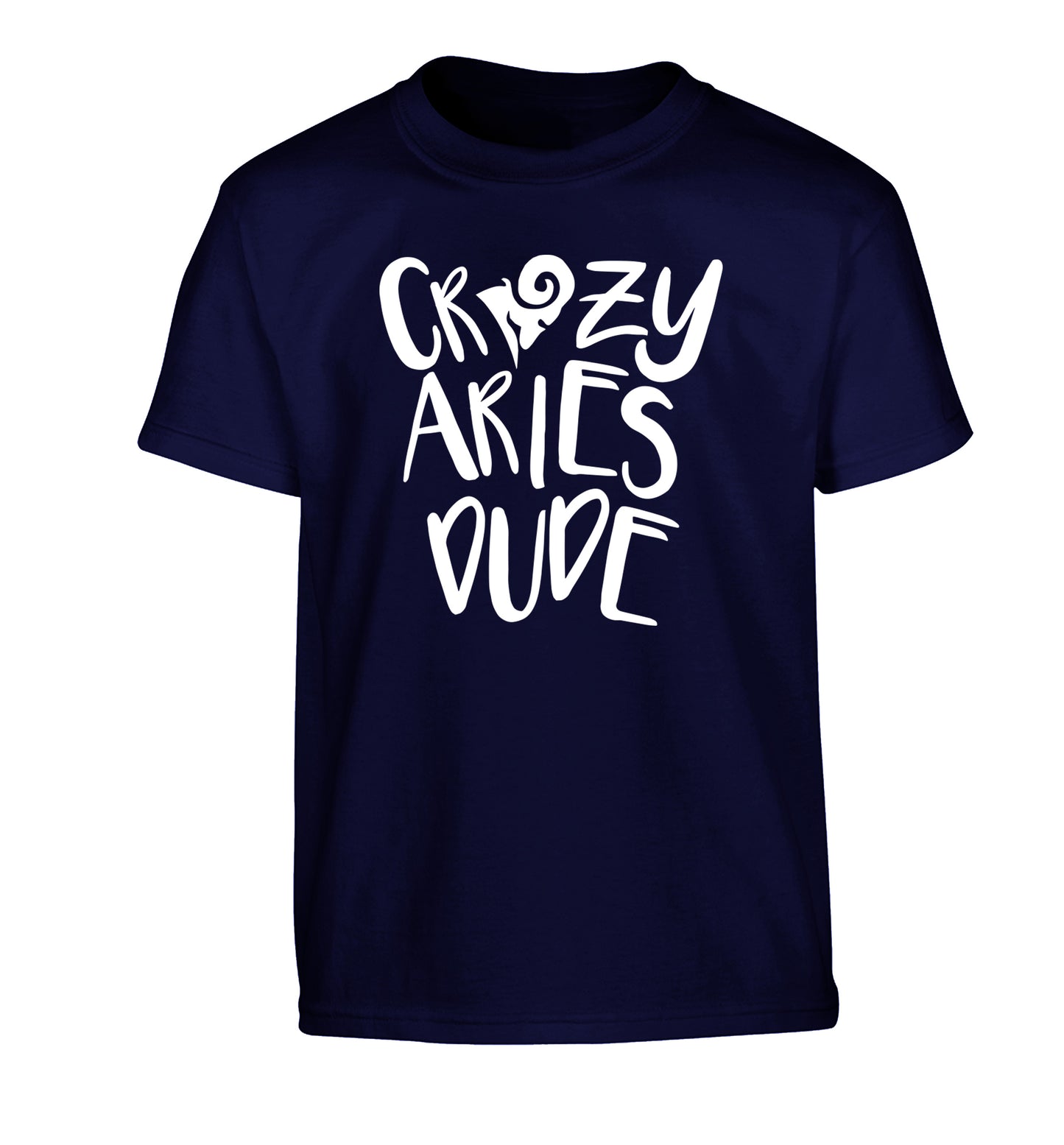 Crazy aries dude Children's navy Tshirt 12-13 Years
