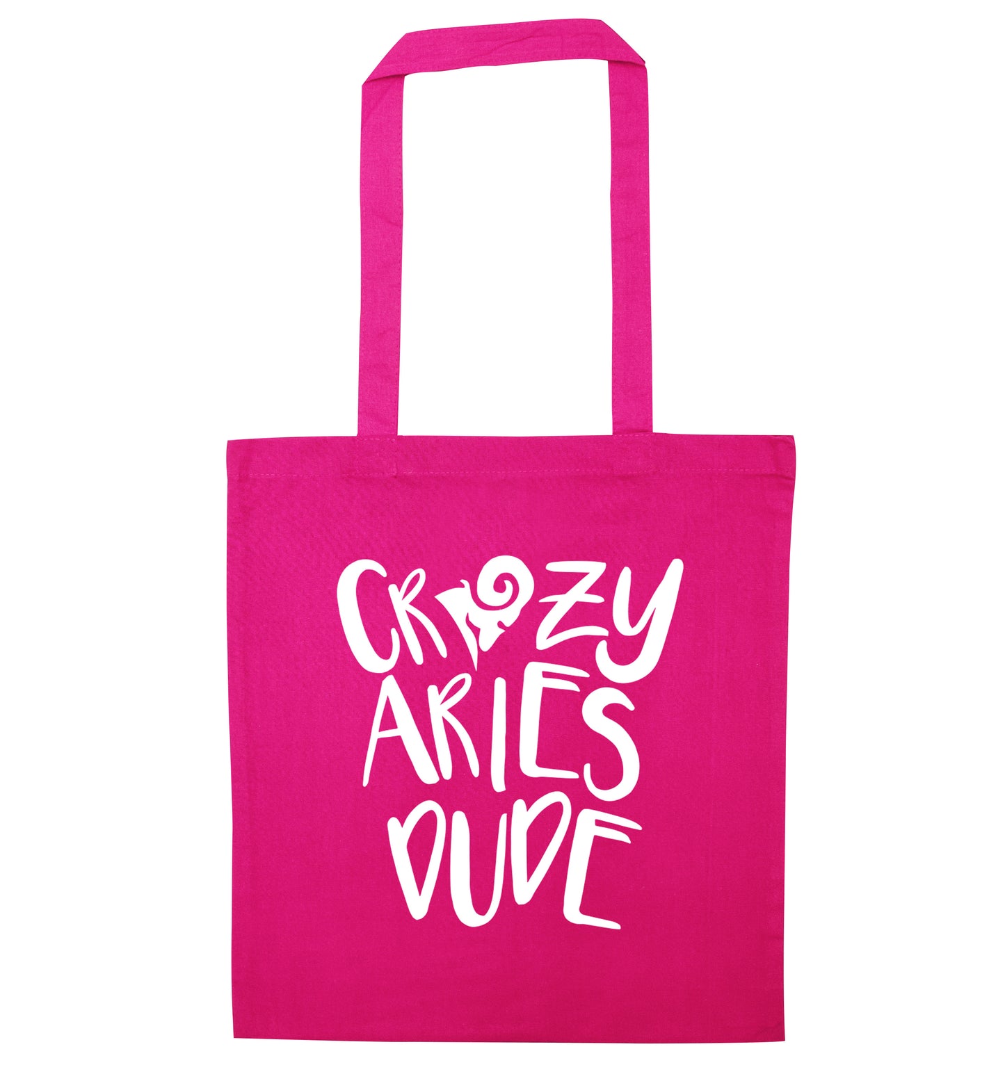 Crazy aries dude pink tote bag