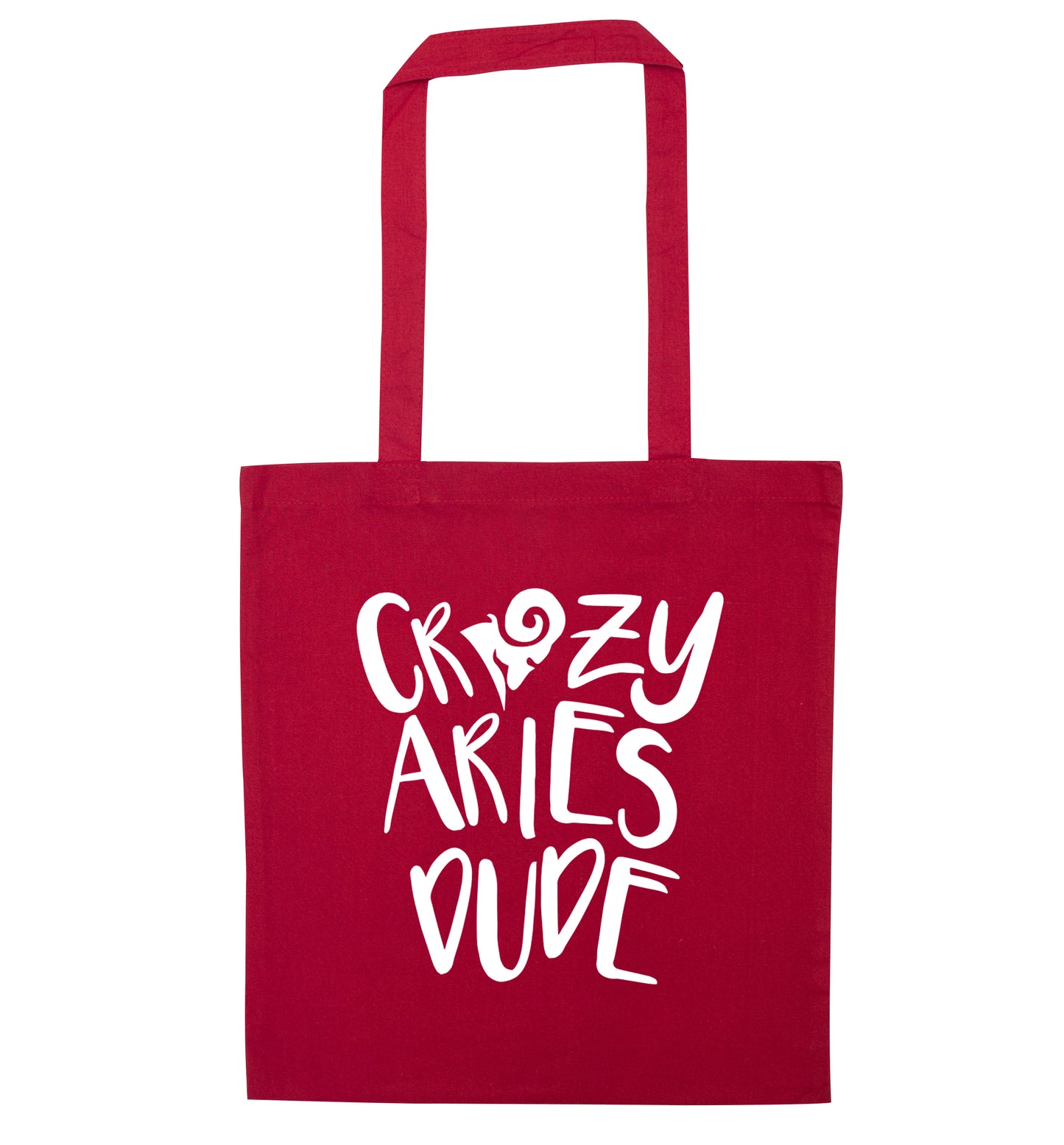 Crazy aries dude red tote bag