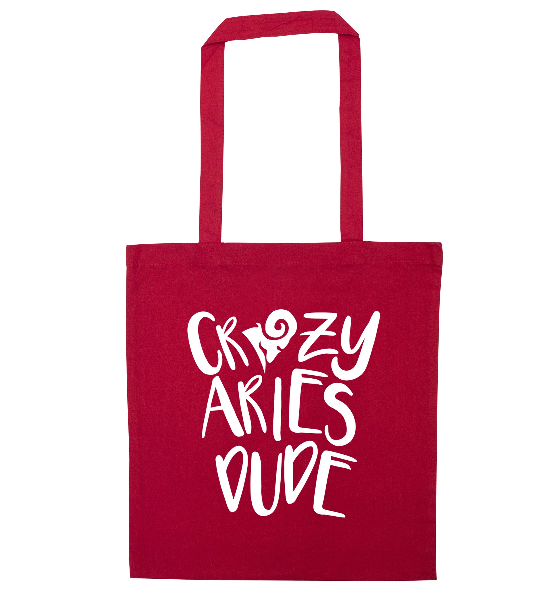 Crazy aries dude red tote bag