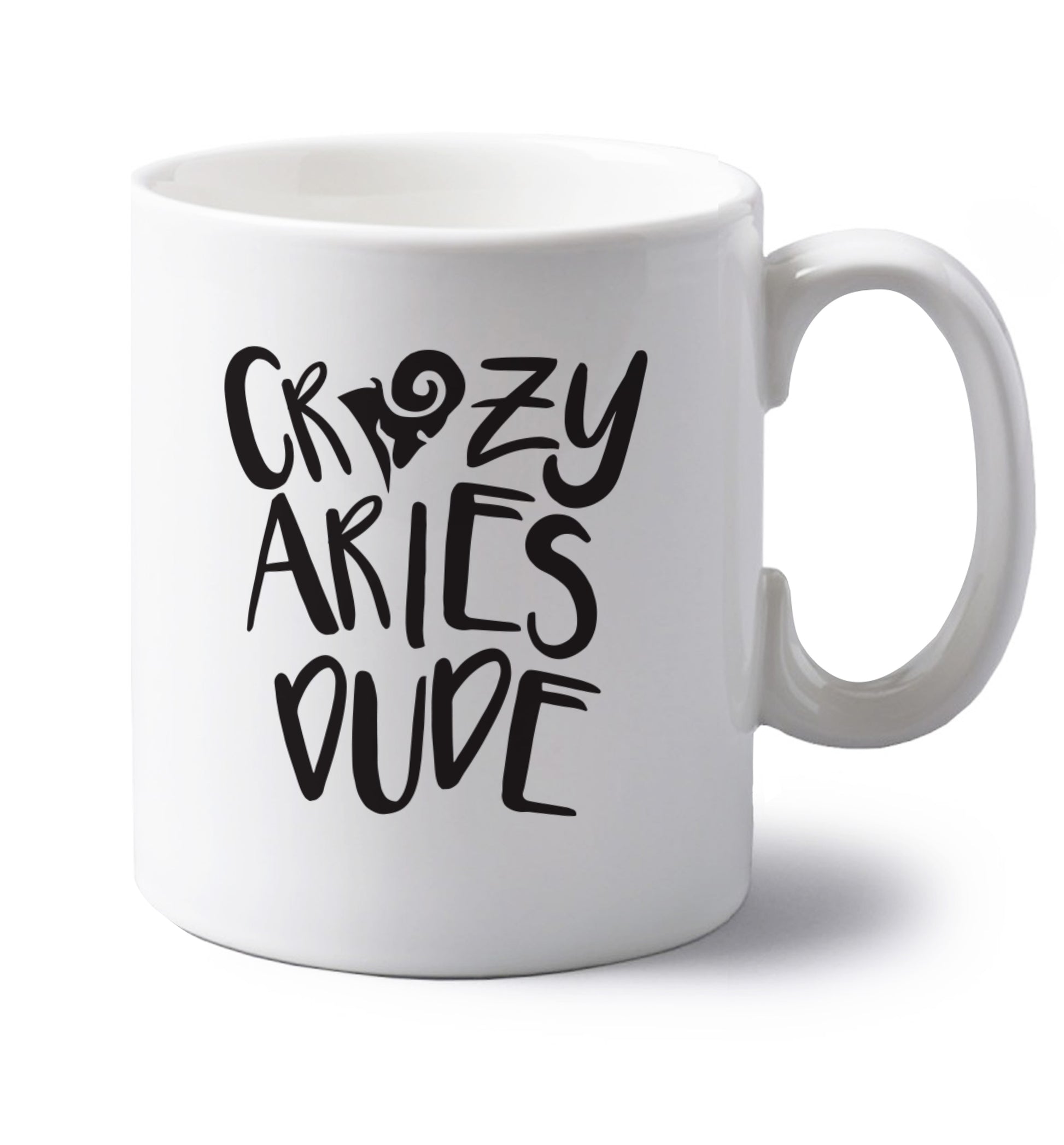 Crazy aries dude left handed white ceramic mug 