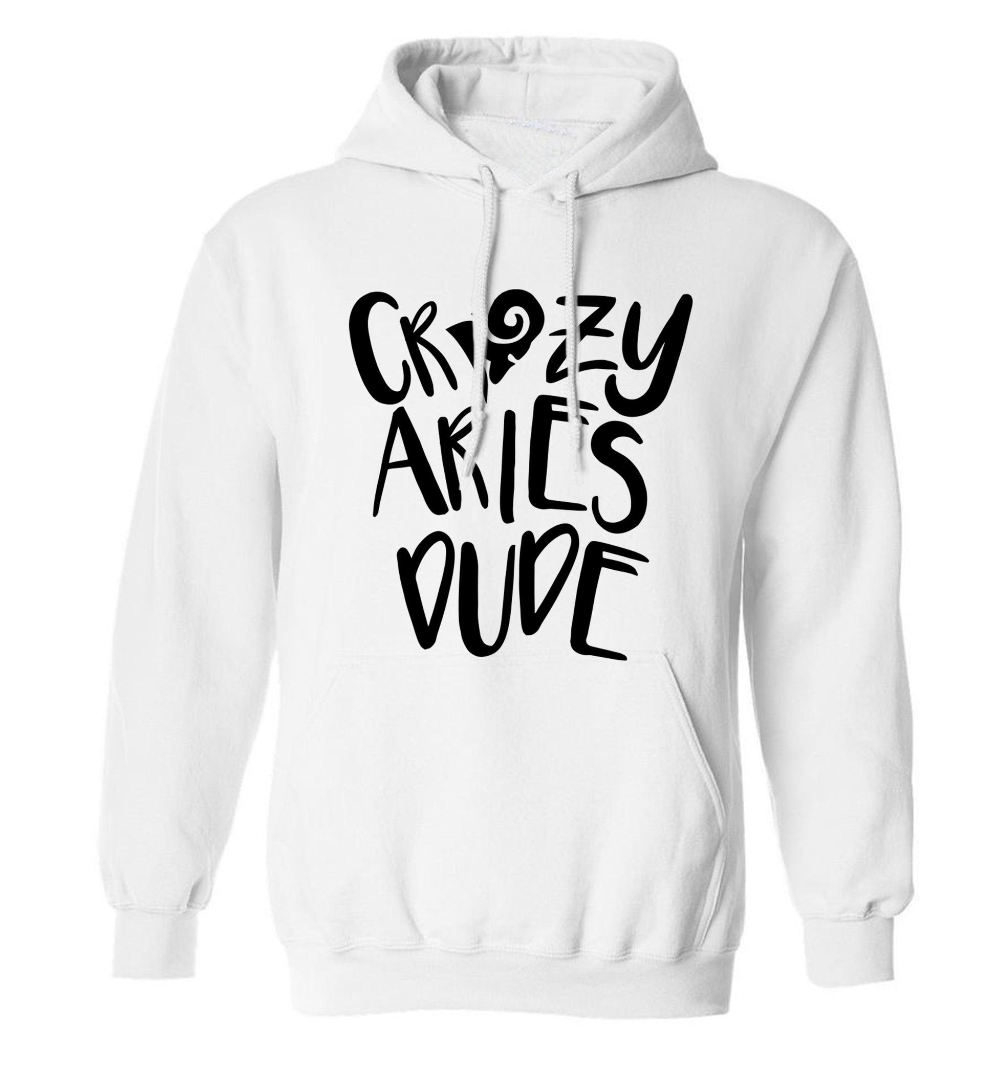 Crazy aries dude adults unisex white hoodie 2XL