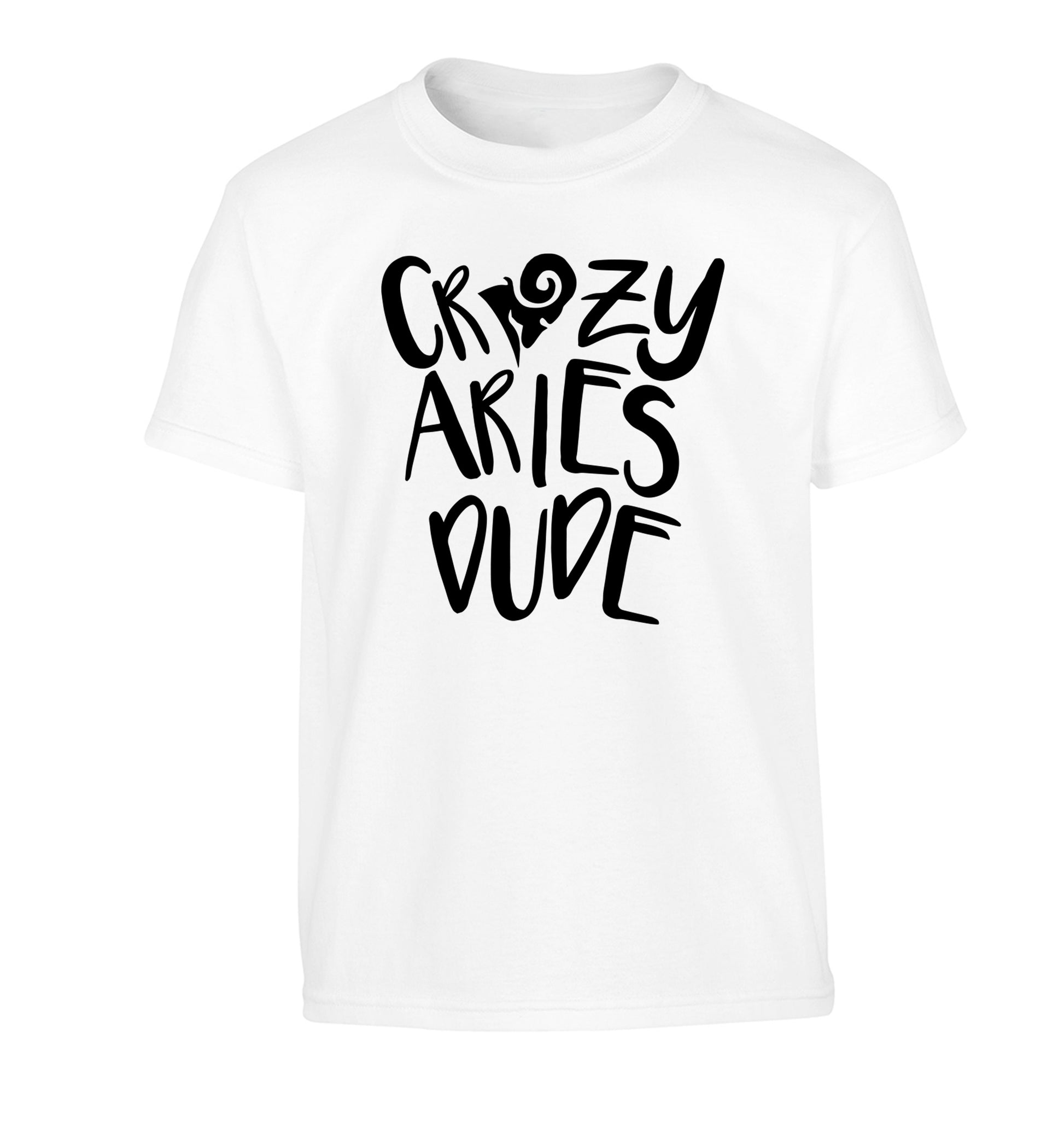 Crazy aries dude Children's white Tshirt 12-13 Years