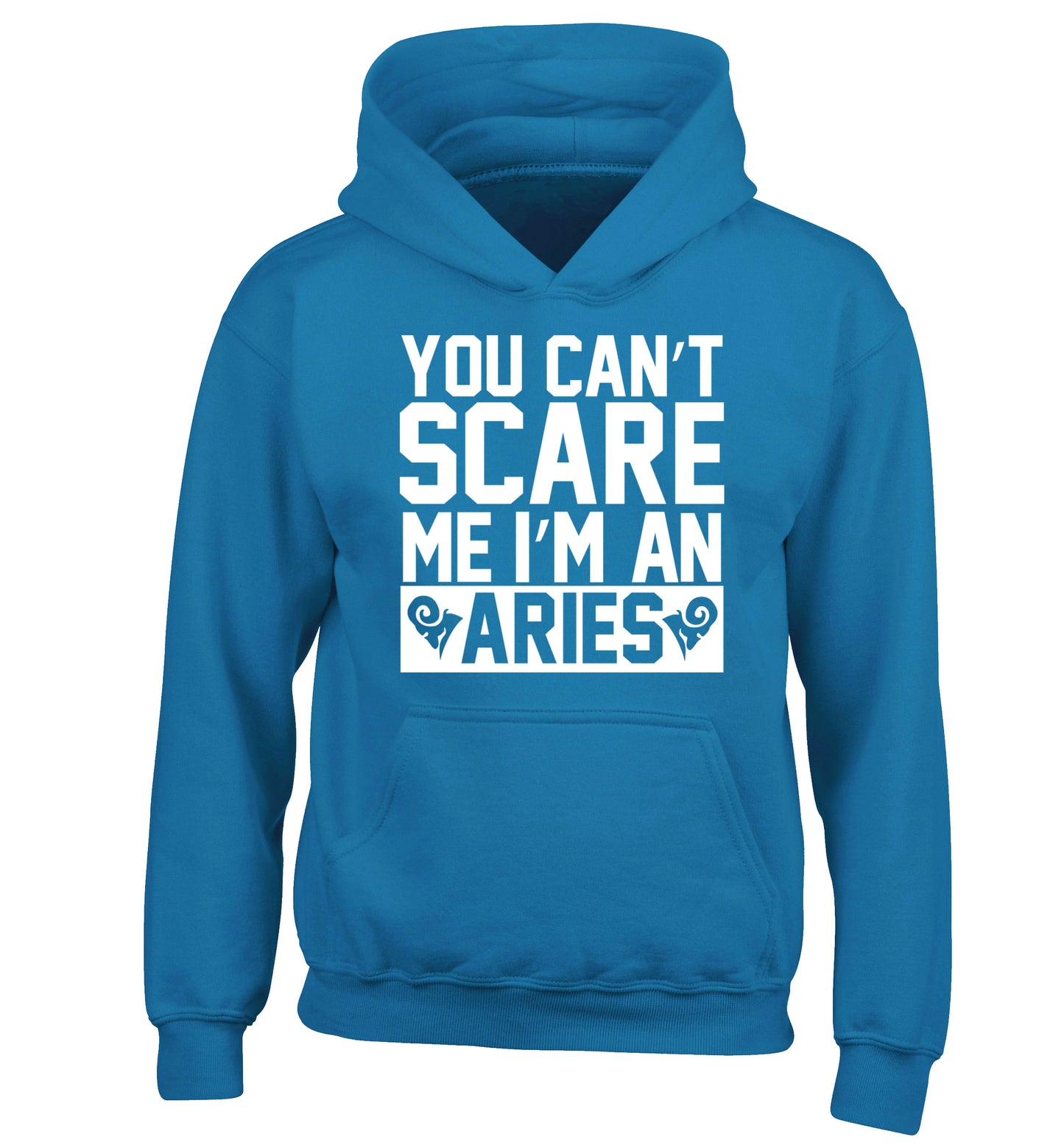You can't scare me I'm an aries children's blue hoodie 12-13 Years