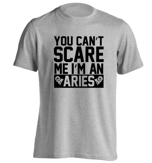 You can't scare me I'm an aries adults unisex grey Tshirt 2XL