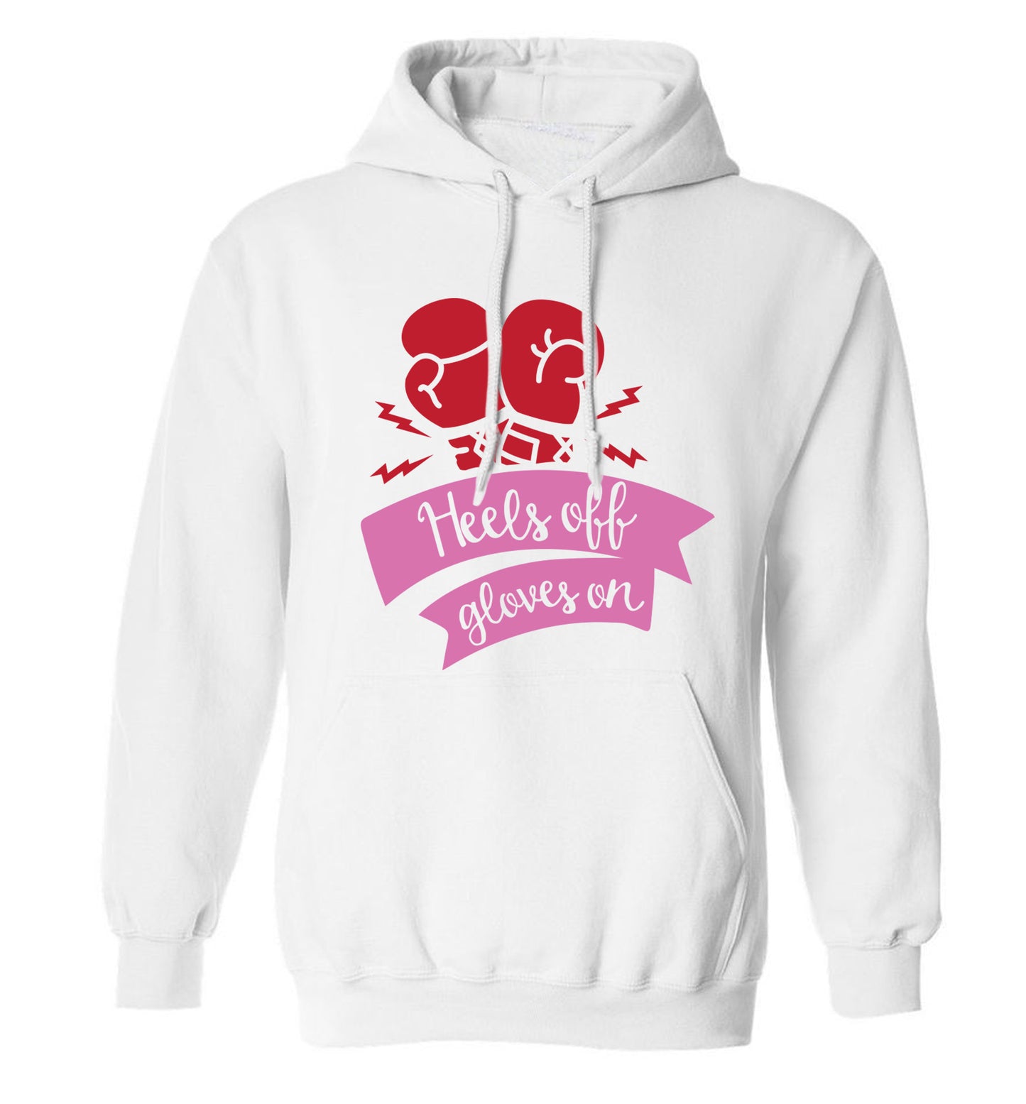 Heels off gloves on adults unisex white hoodie 2XL