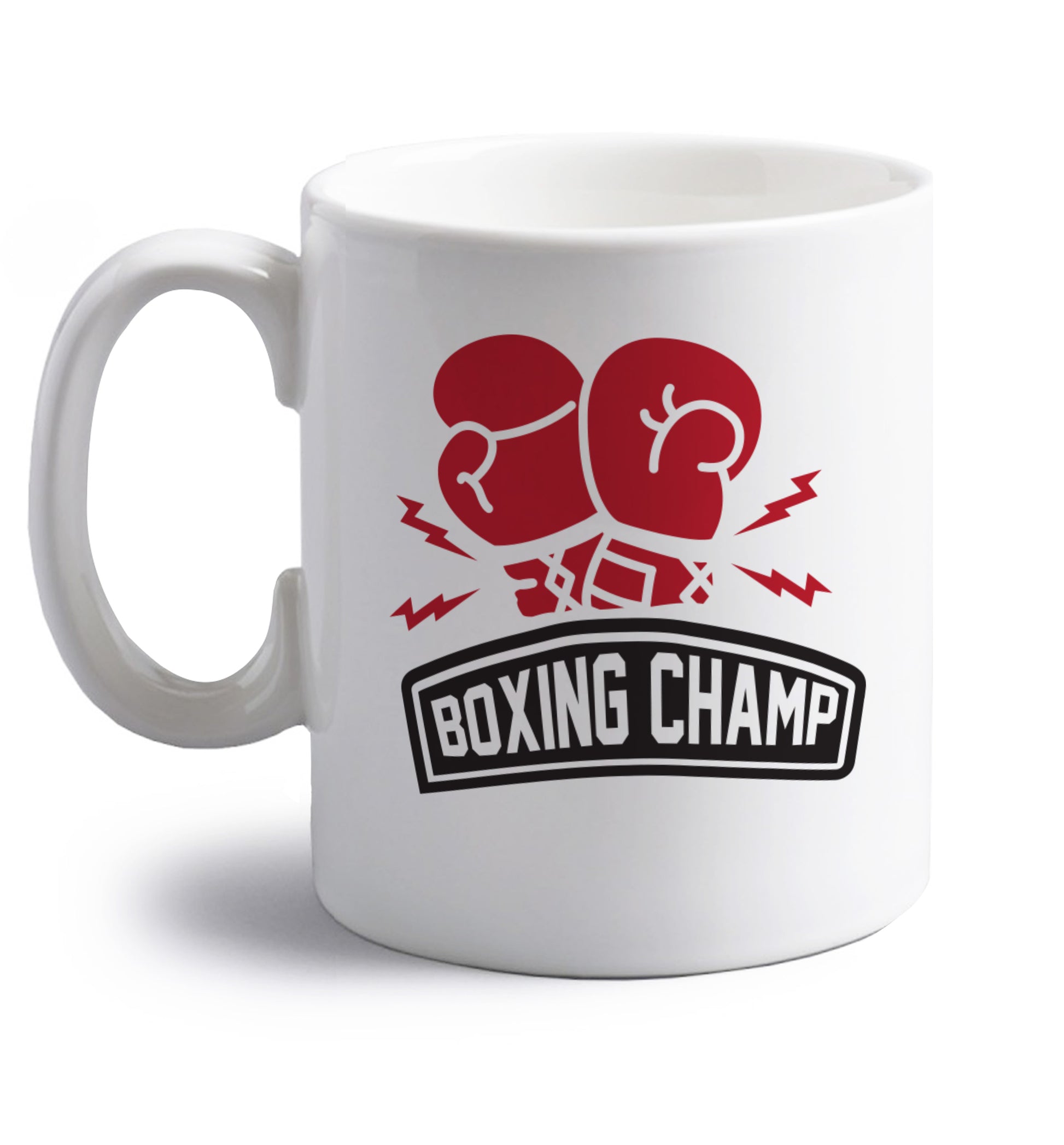 Boxing Champ right handed white ceramic mug 