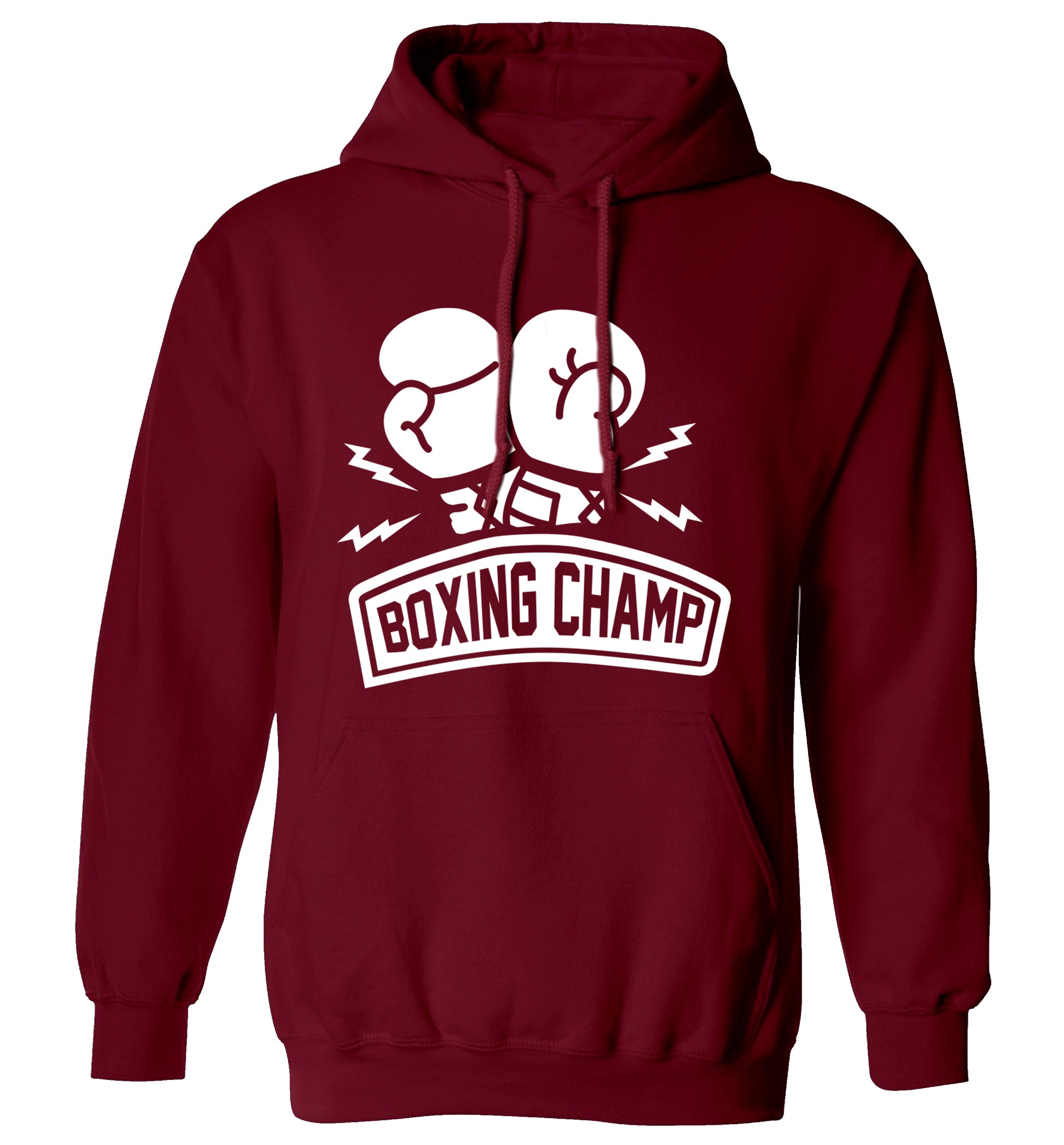 Boxing Champ adults unisex maroon hoodie 2XL