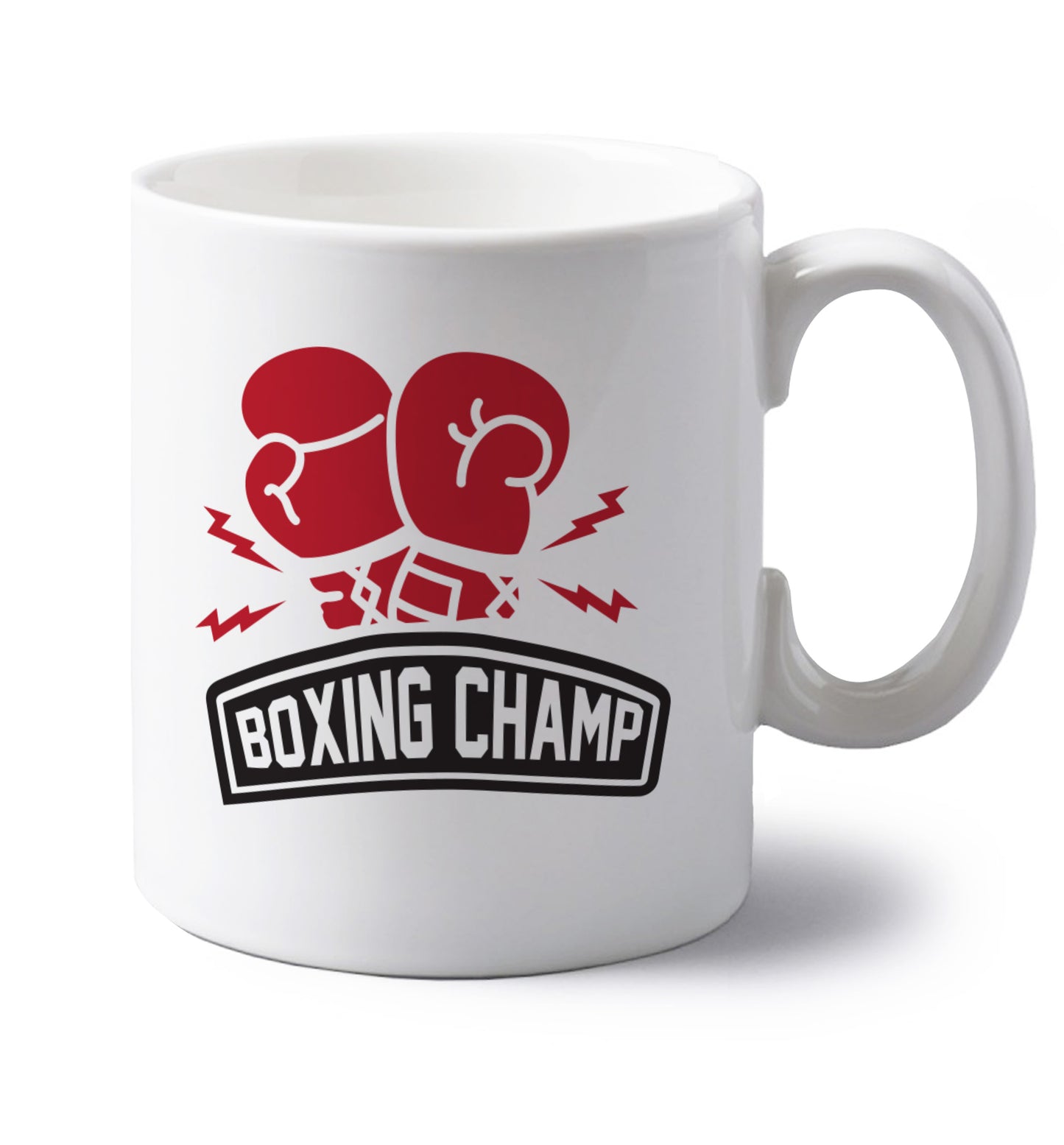 Boxing Champ left handed white ceramic mug 