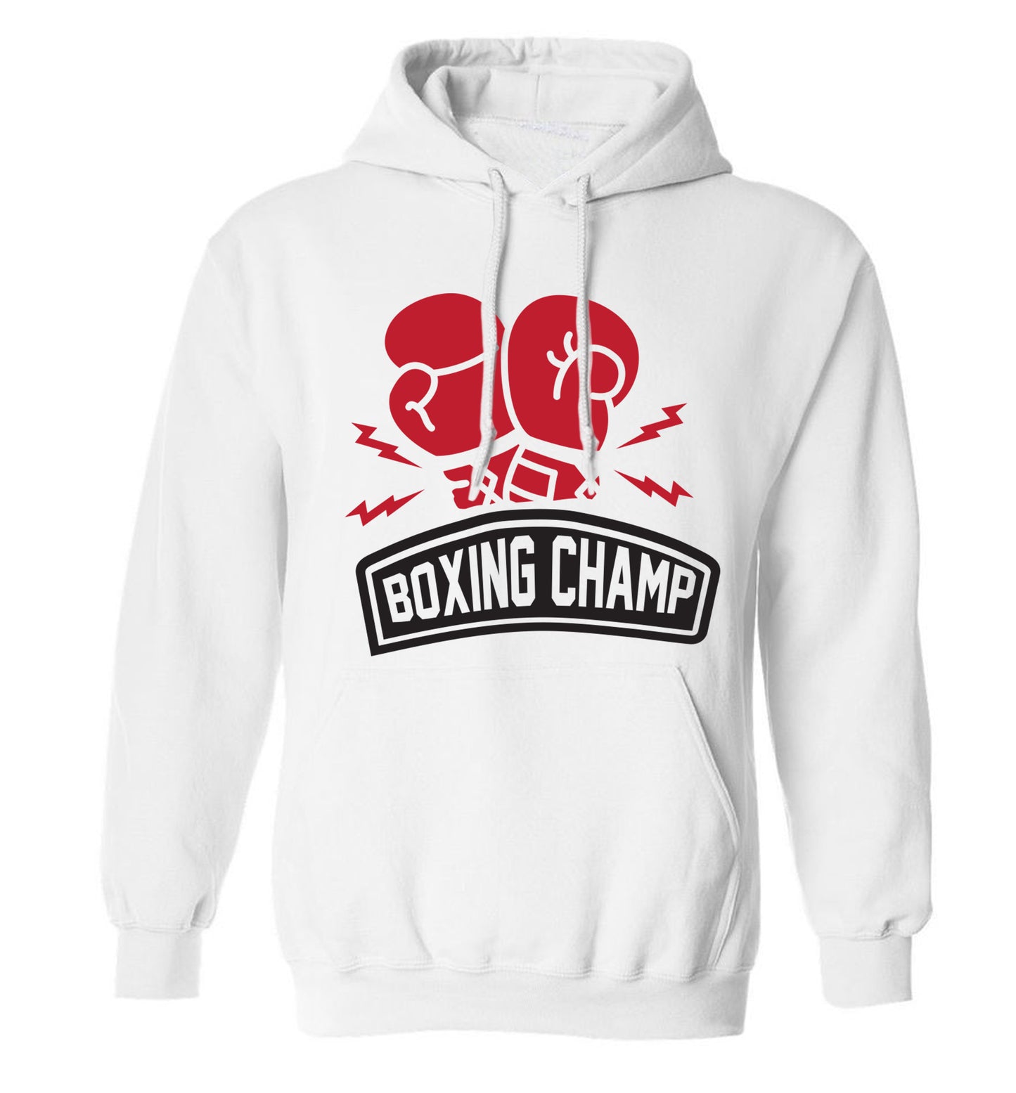 Boxing Champ adults unisex white hoodie 2XL