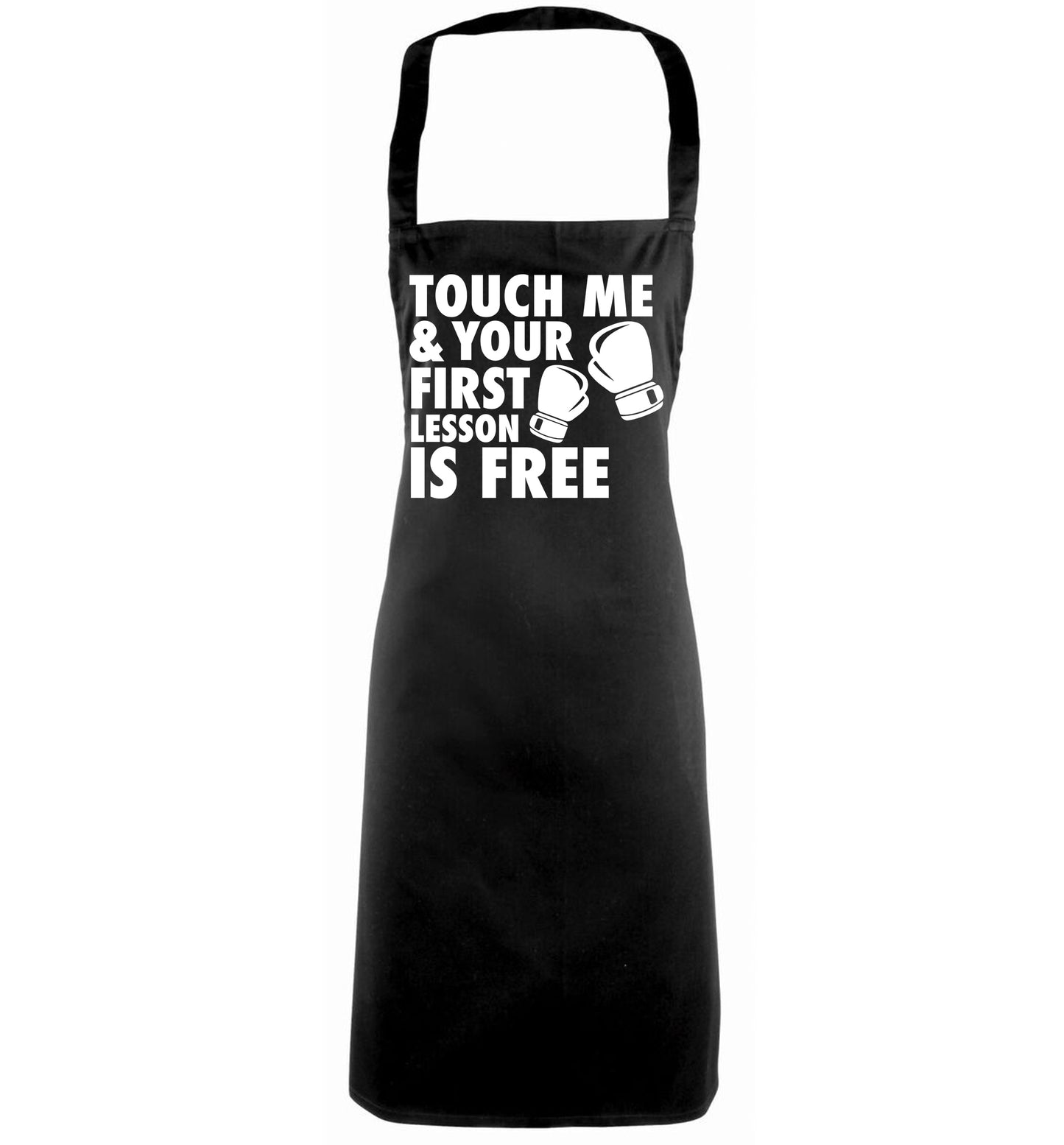 Touch me and your First Lesson is Free  black apron