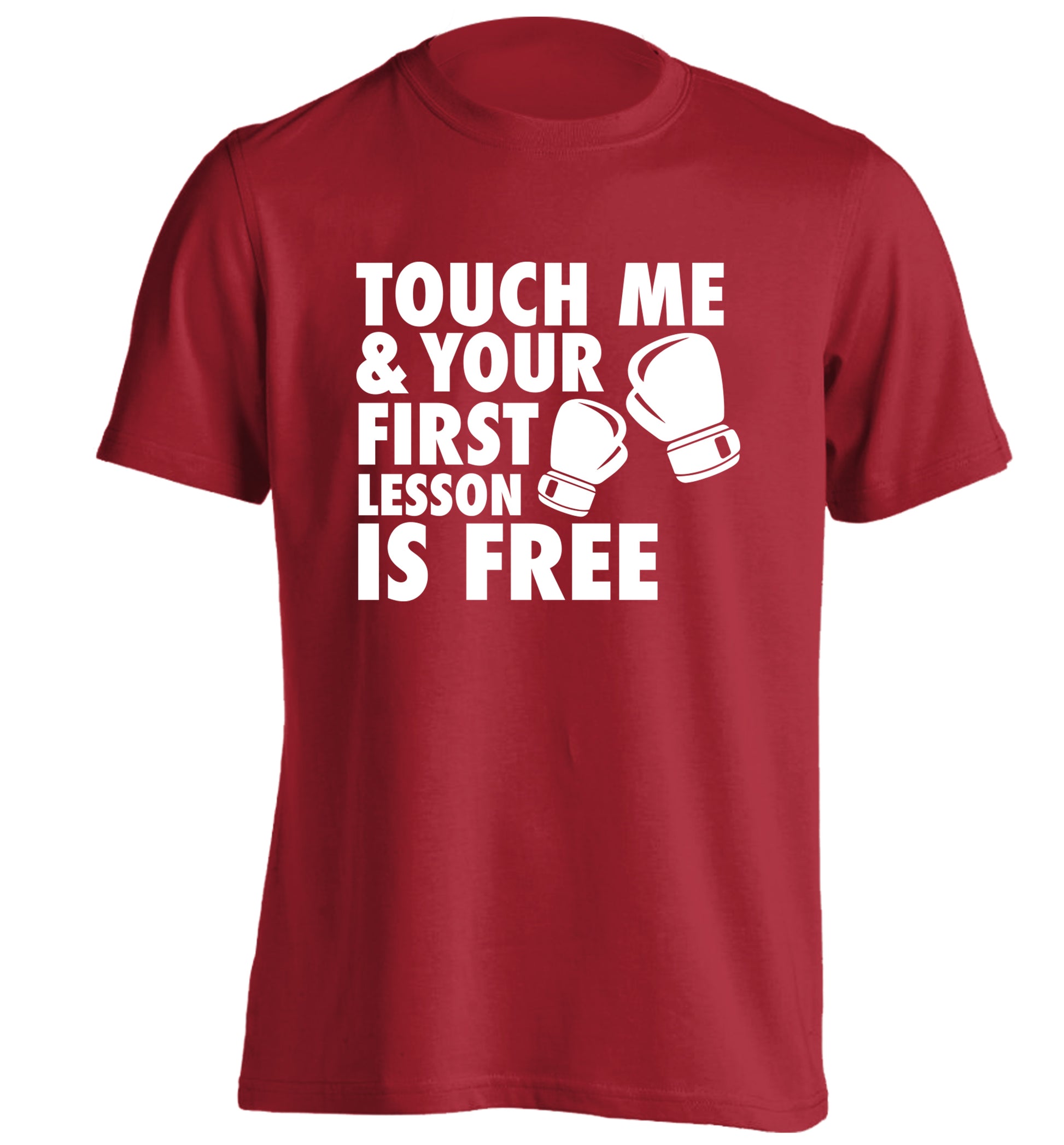 Touch me and your First Lesson is Free  adults unisex red Tshirt 2XL