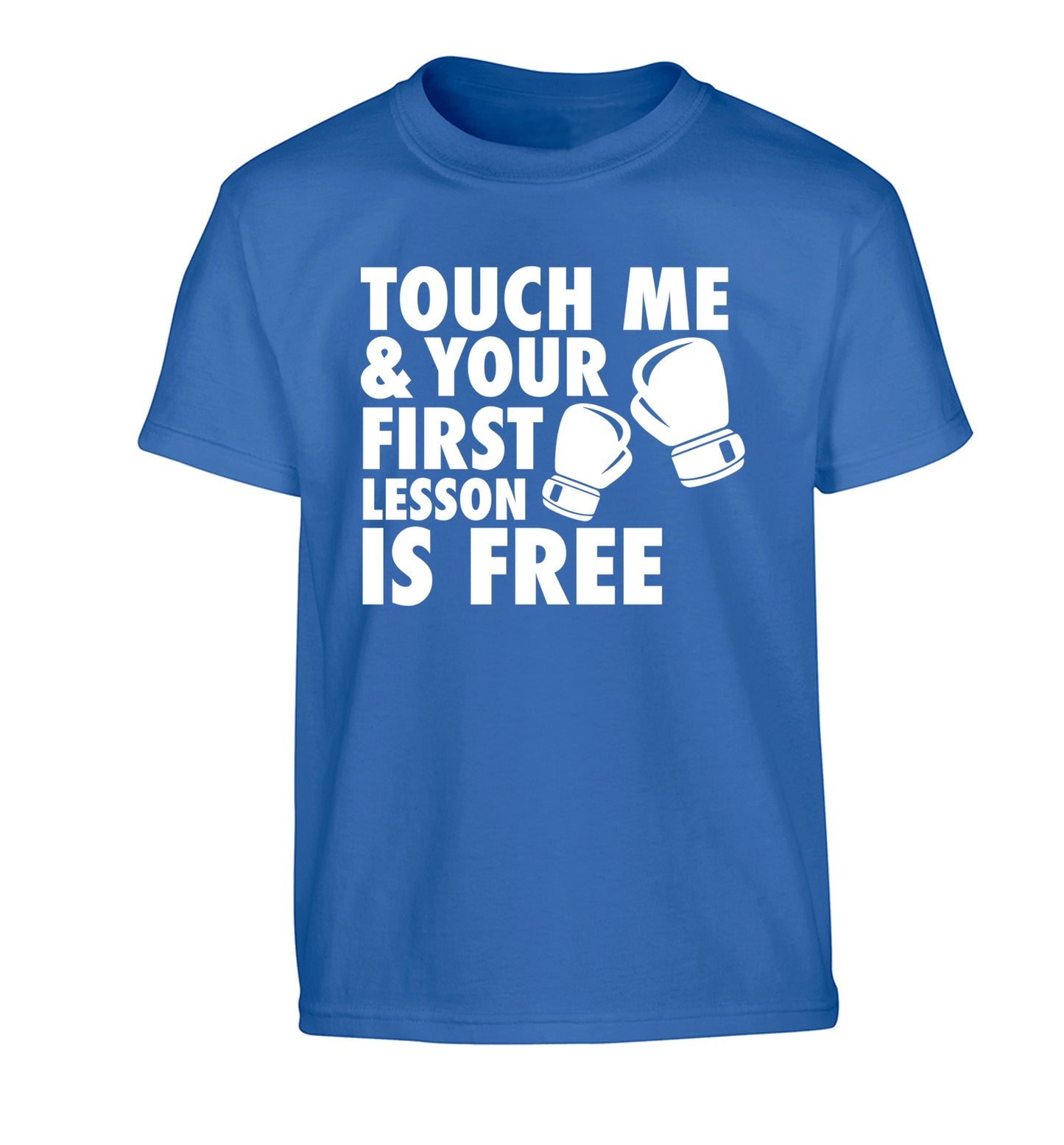 Touch me and your First Lesson is Free  Children's blue Tshirt 12-13 Years