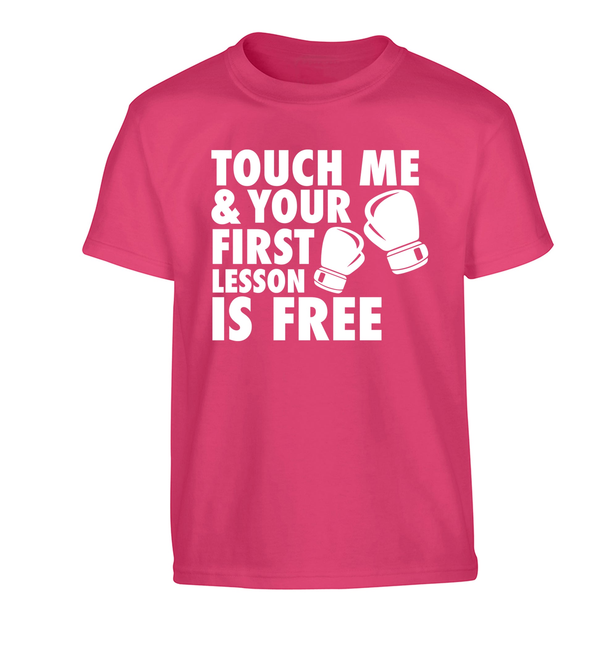 Touch me and your First Lesson is Free  Children's pink Tshirt 12-13 Years